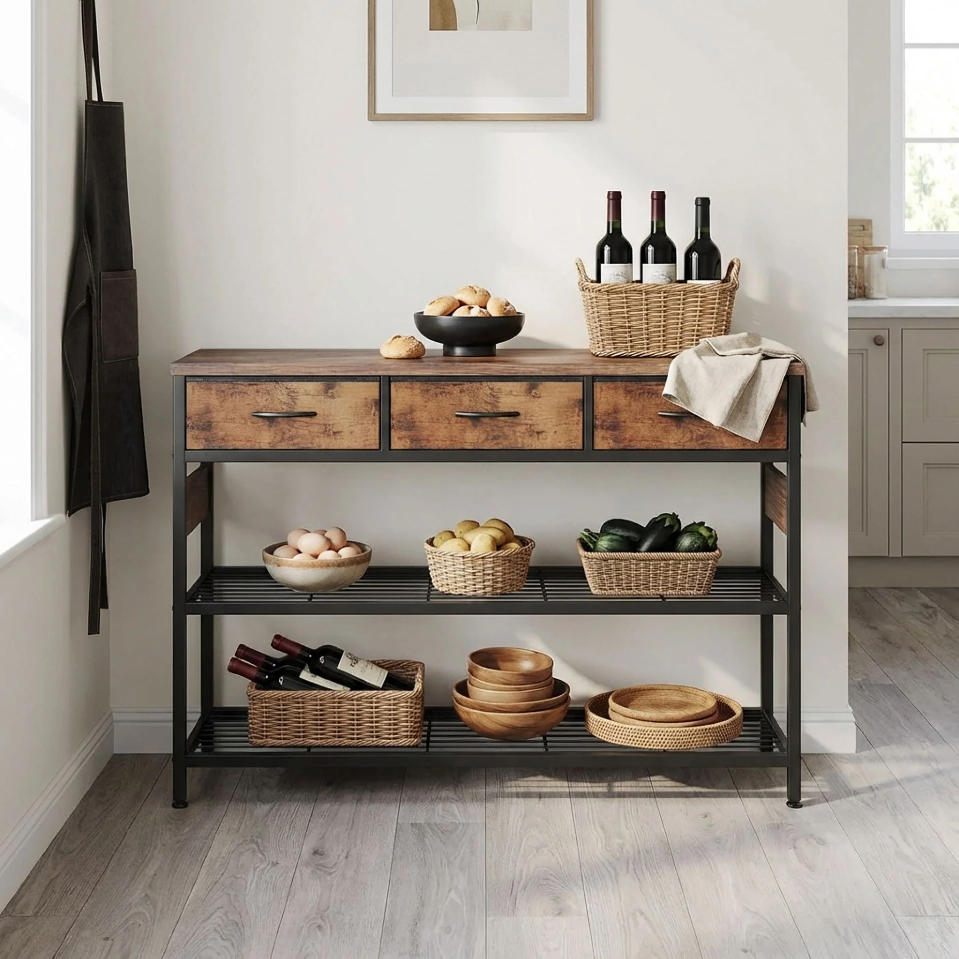 Shrike Console Table with 3 Drawers - Light Cherry - Image 4