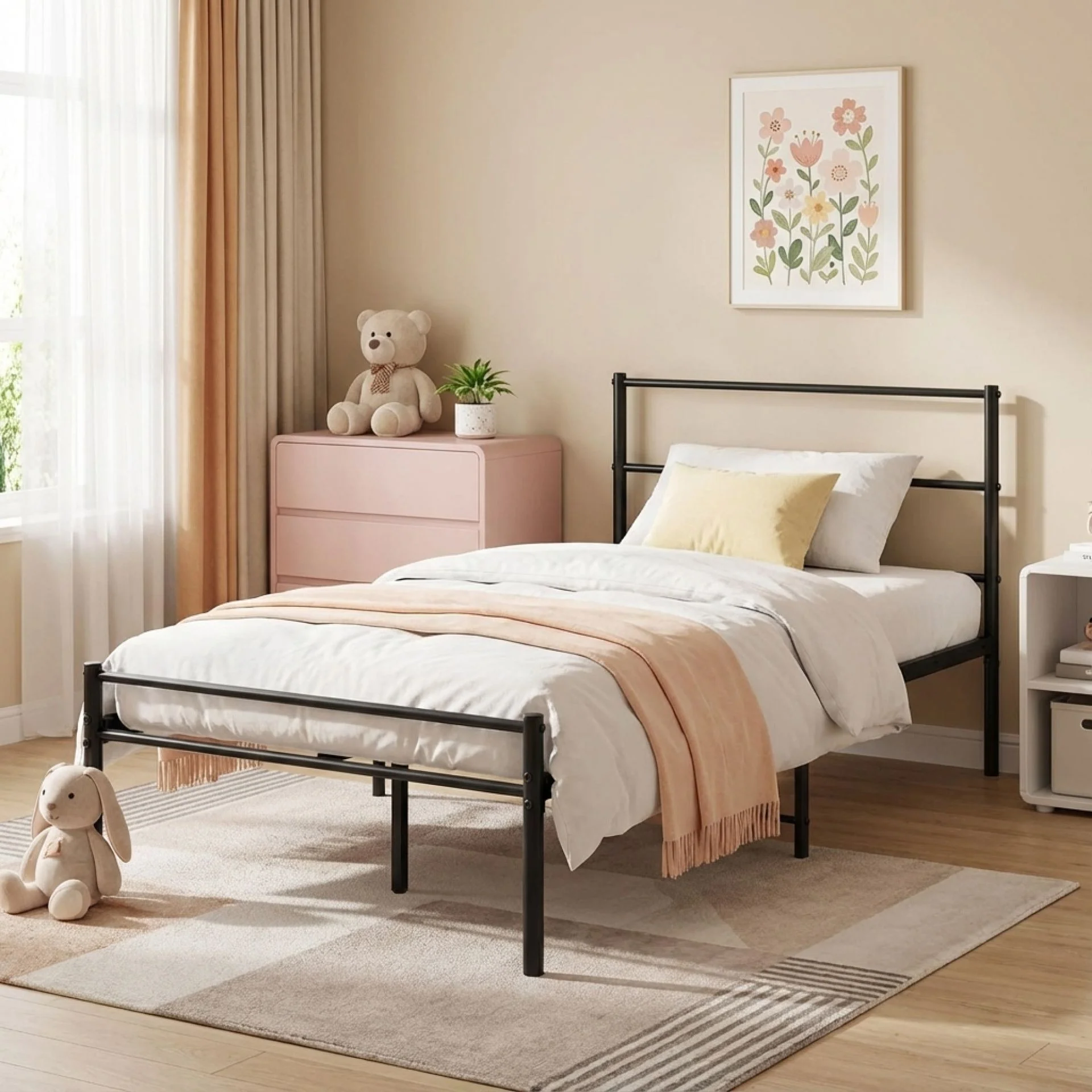 Sienna Single Metal Bed Frame - Black