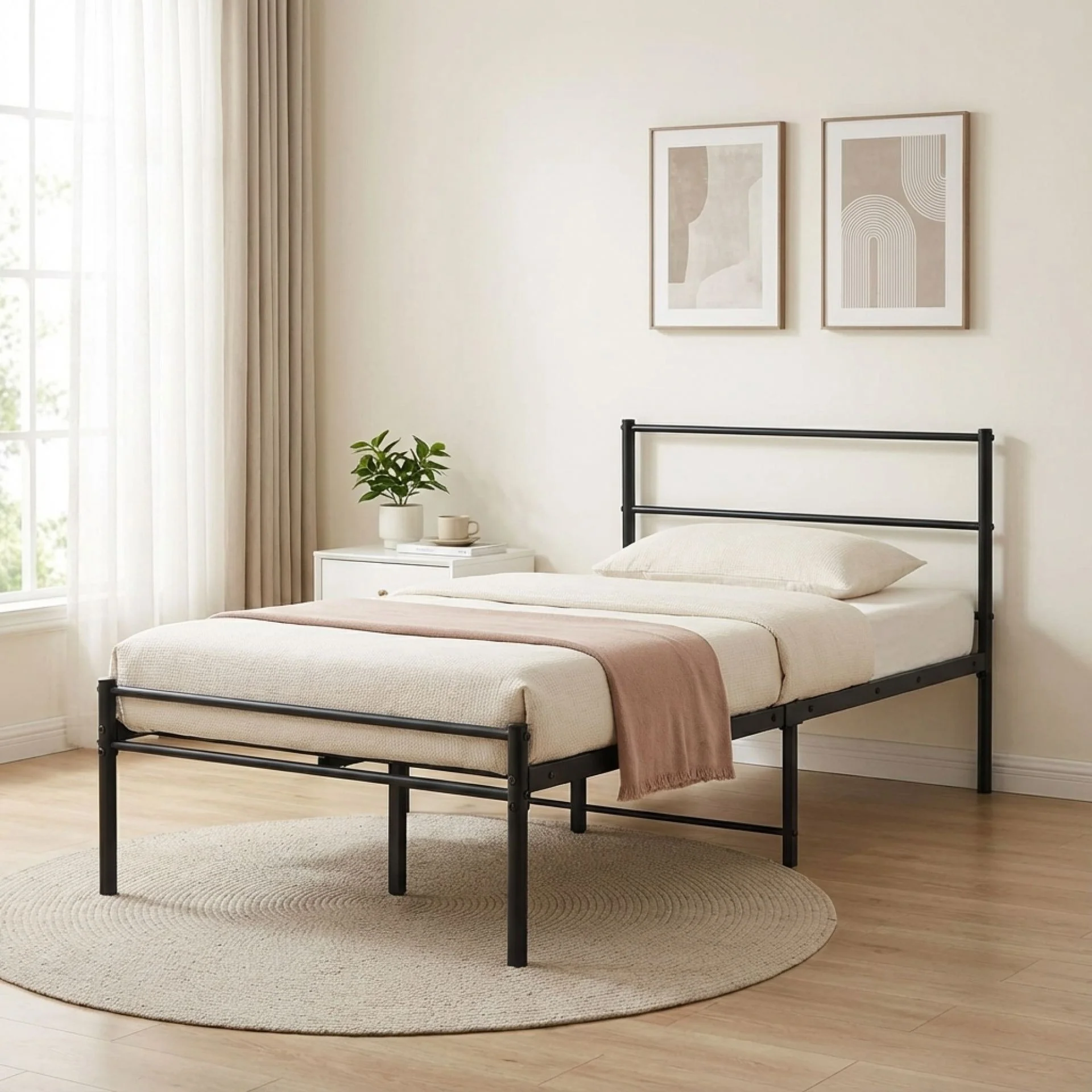 Sienna Single Metal Bed Frame - Black - Image 3