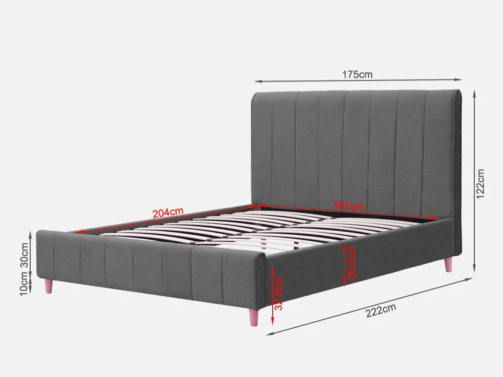 SIERRA King Bed Frame - GREY - Image 10