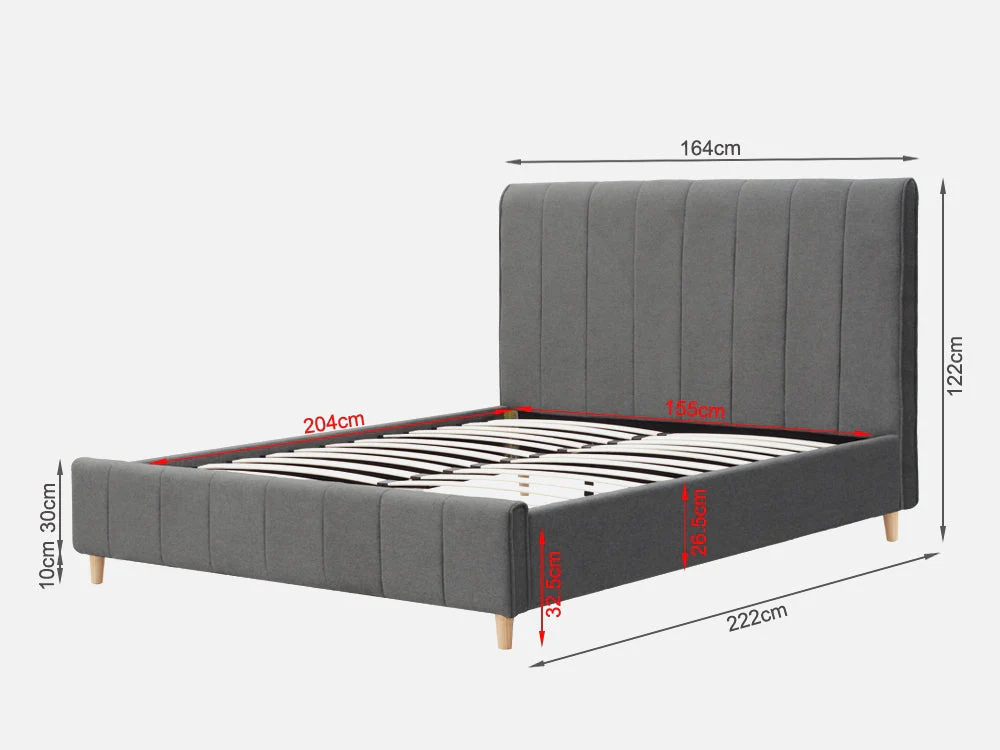 SIERRA Queen Bed Frame - GREY - Image 11