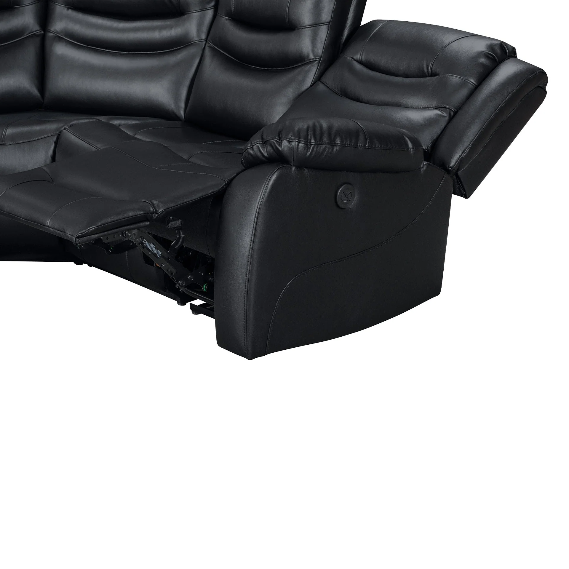 Silverdale Air Leather Electric Recliner Corner Sofa - Black - Image 10