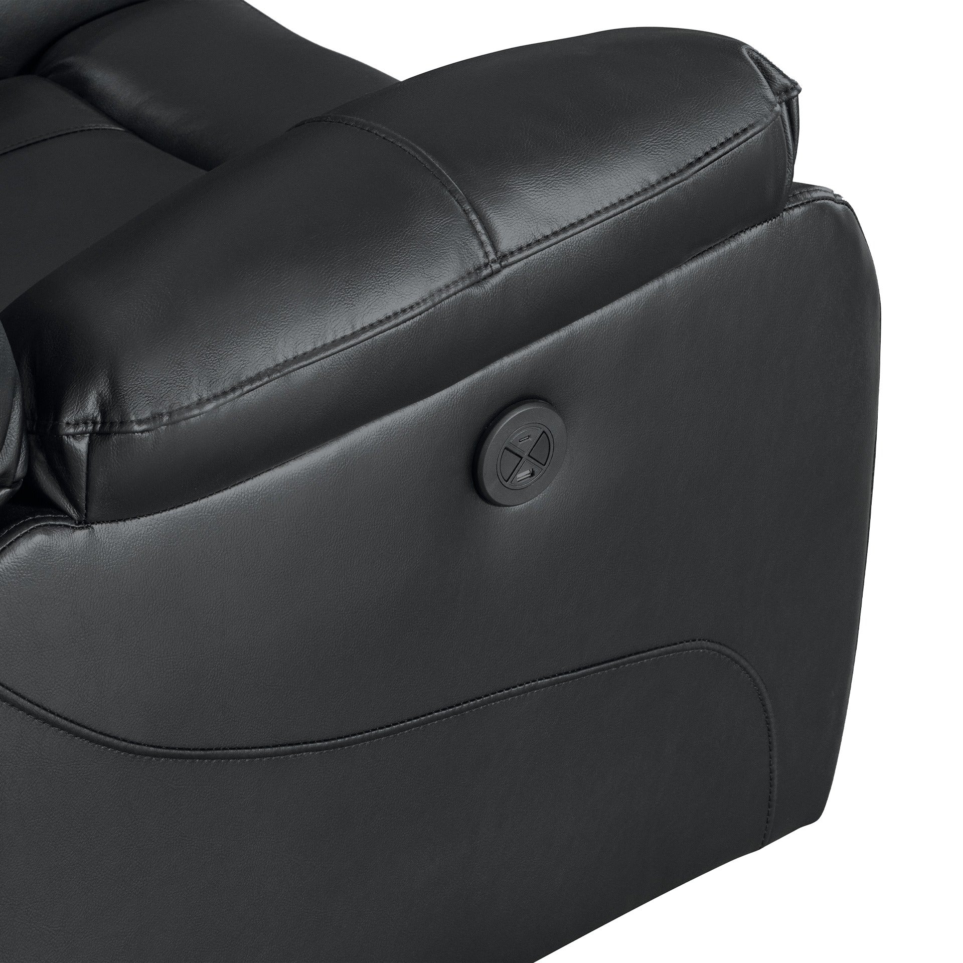 Silverdale Air Leather Electric Recliner Corner Sofa - Black - Image 13