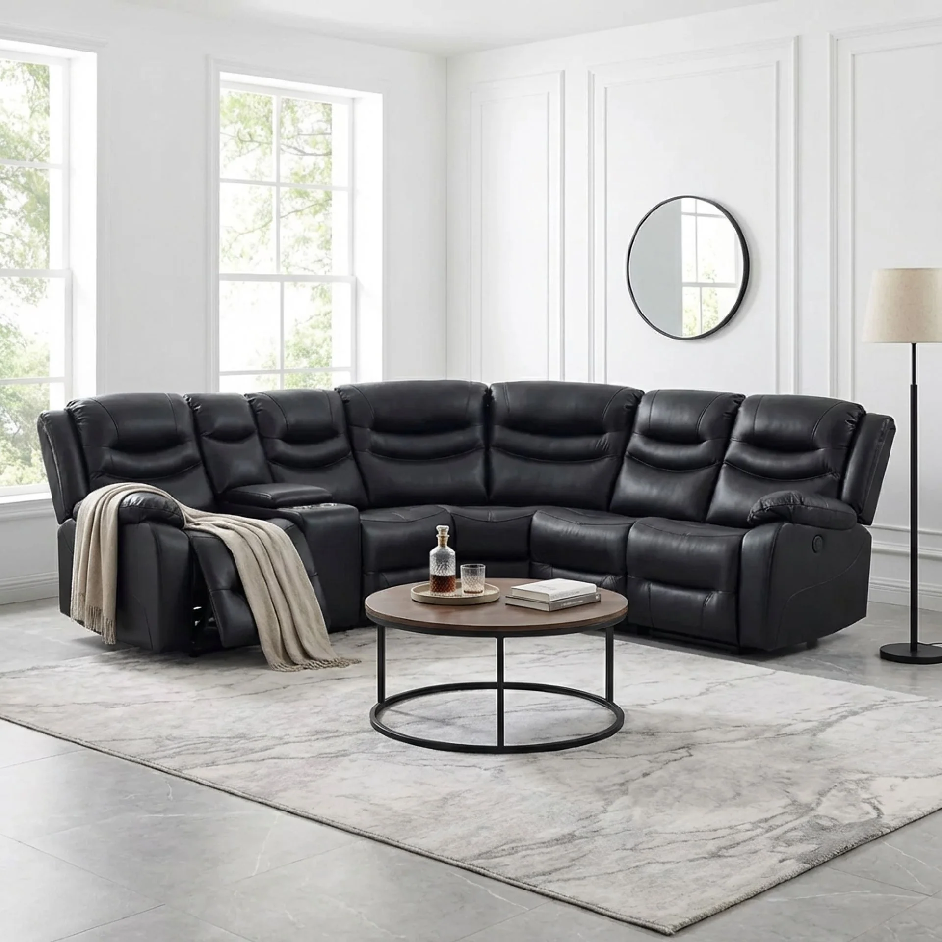 Silverdale Air Leather Electric Recliner Corner Sofa - Black - Image 3