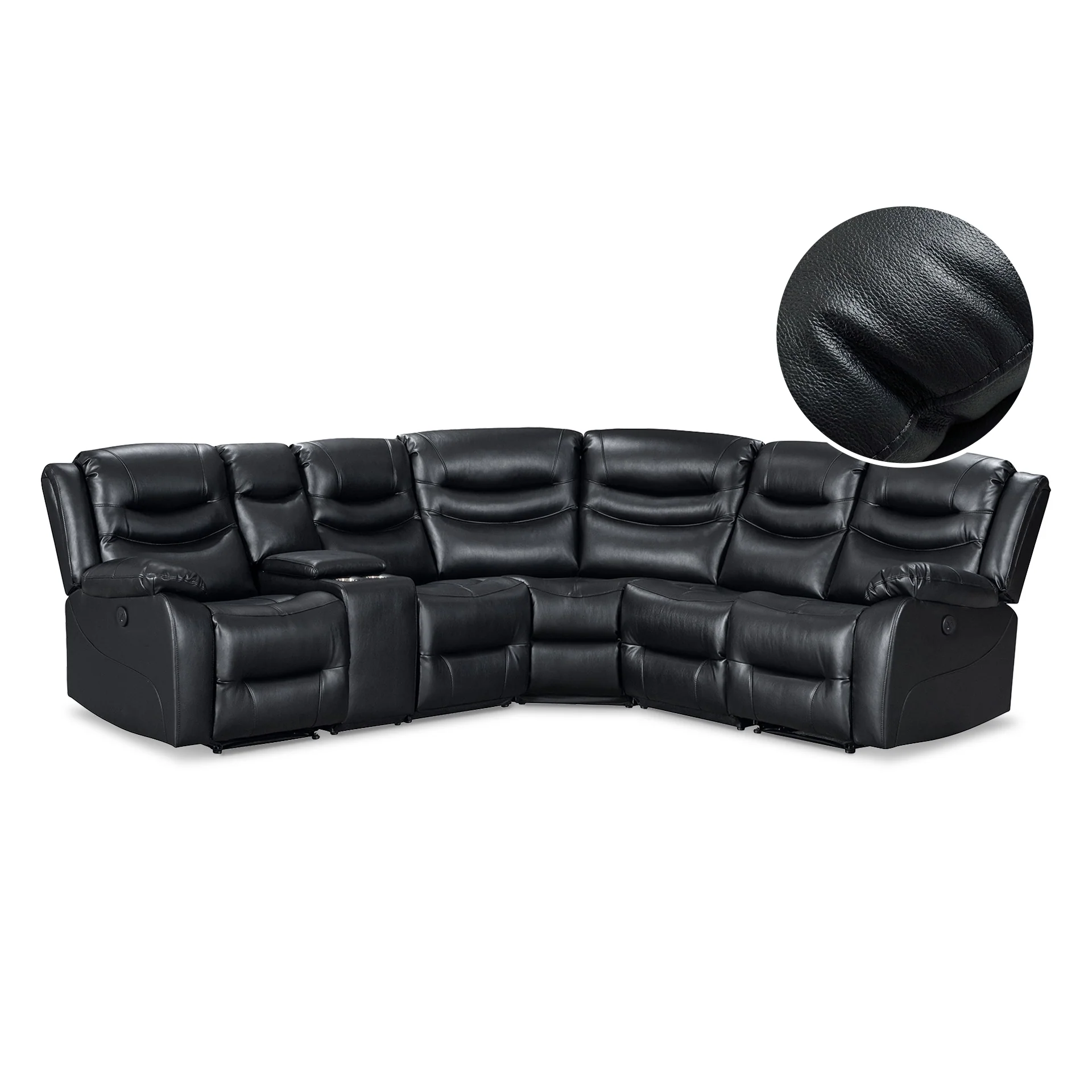 Silverdale Air Leather Electric Recliner Corner Sofa - Black - Image 7