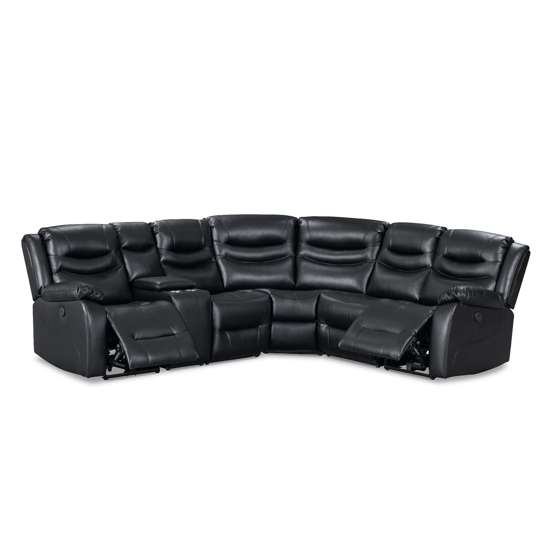 Silverdale Air Leather Electric Recliner Corner Sofa - Black - Image 8
