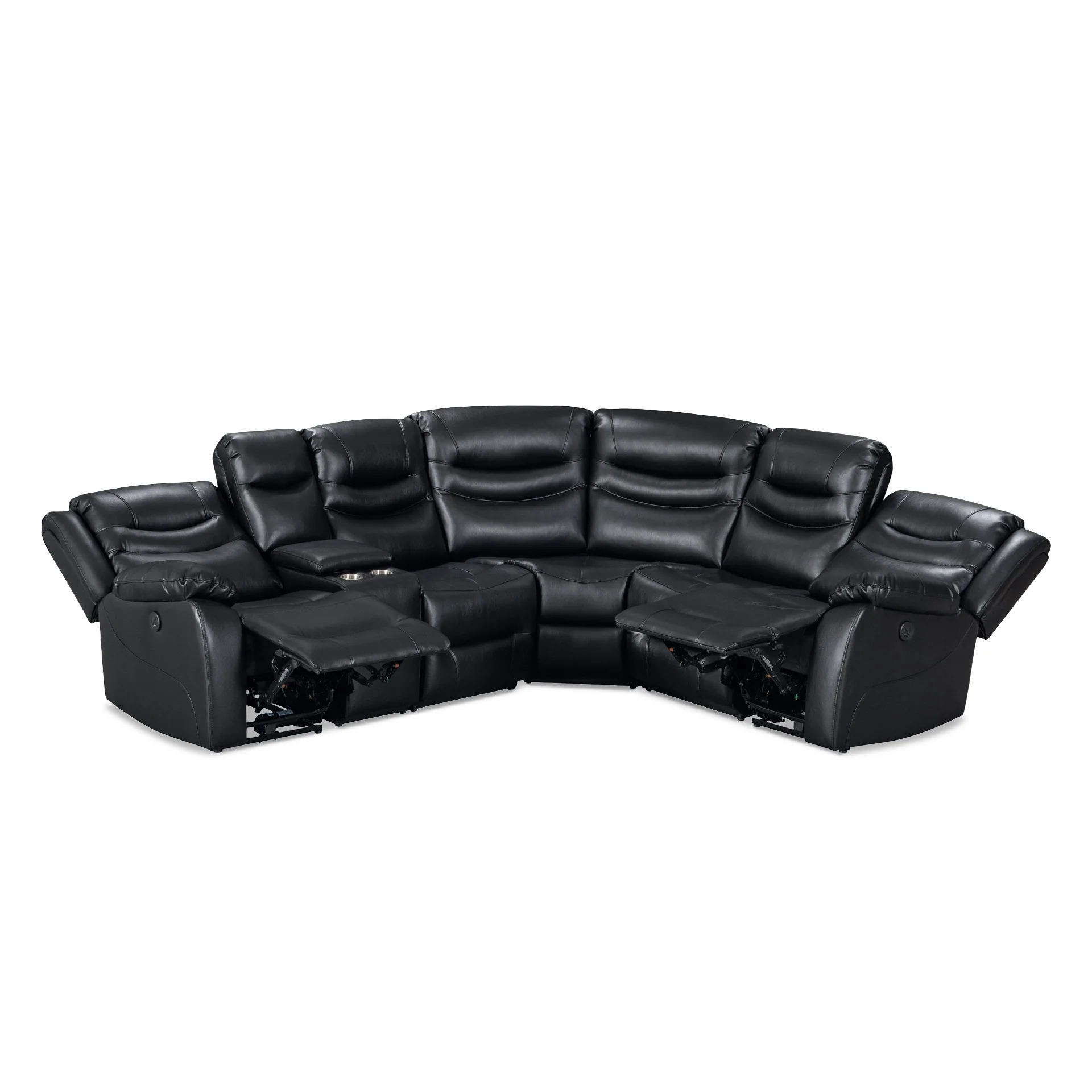 Silverdale Air Leather Electric Recliner Corner Sofa - Black - Image 9