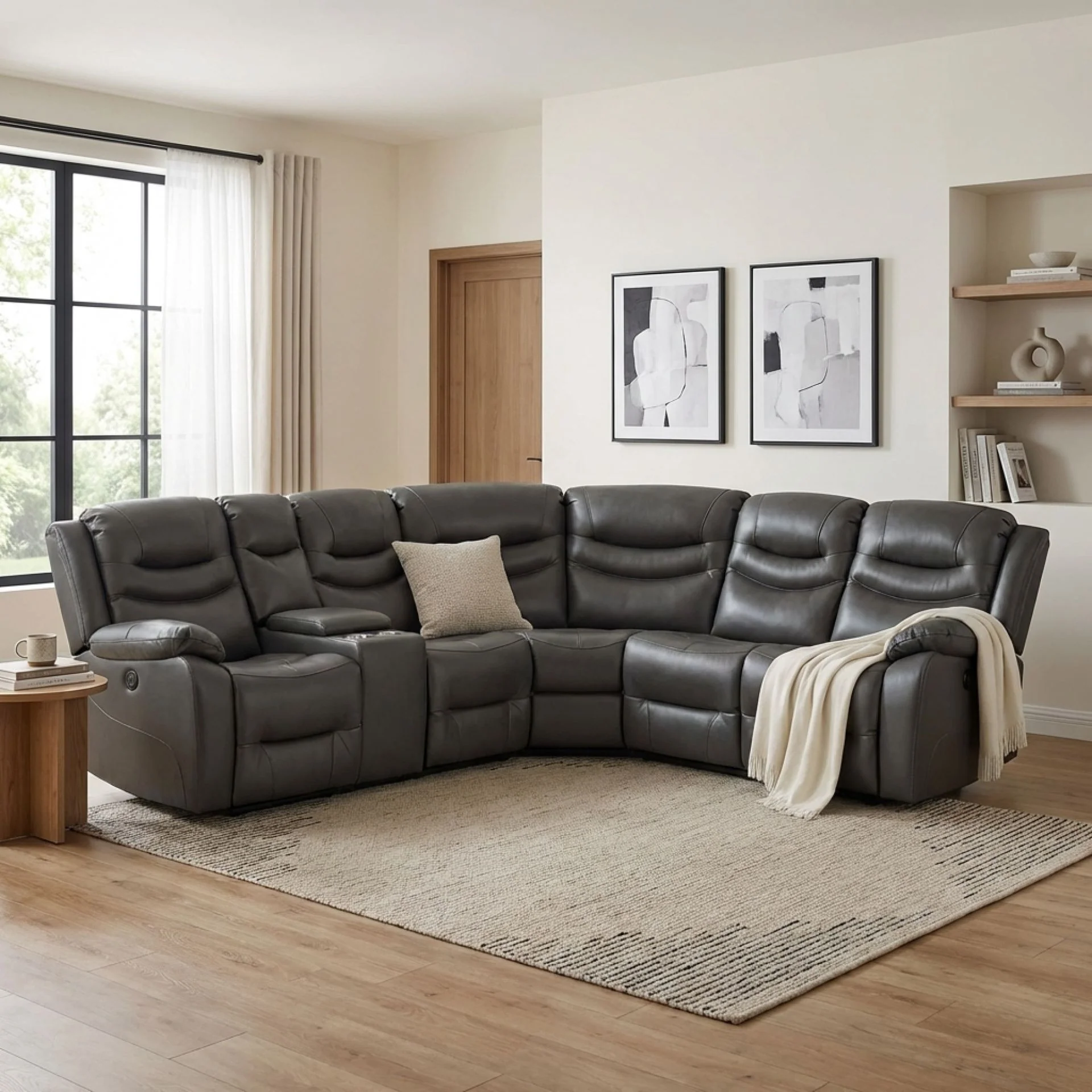 Silverdale Air Leather Electric Recliner Corner Sofa - Grey - Image 4