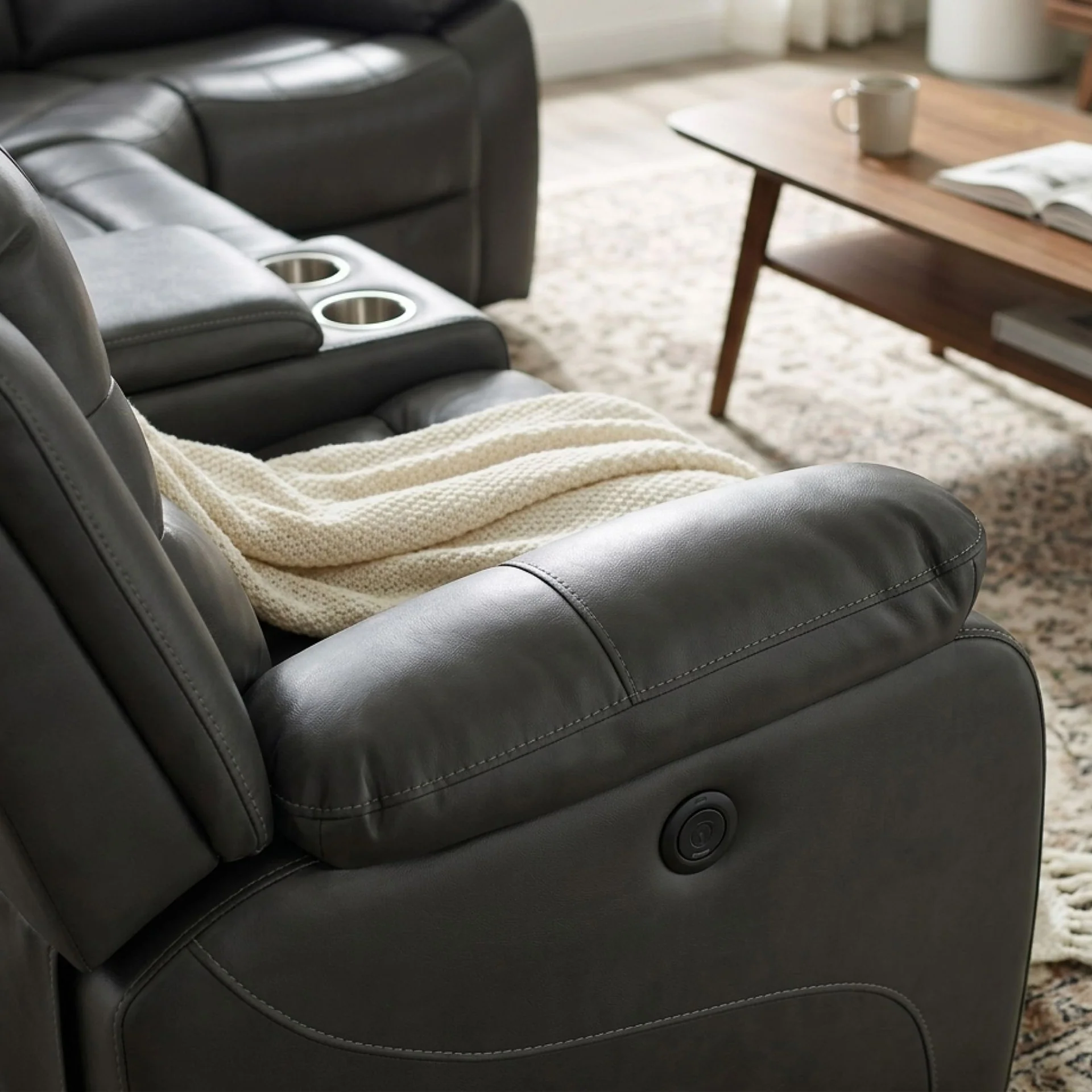 Silverdale Air Leather Electric Recliner Corner Sofa - Grey - Image 6