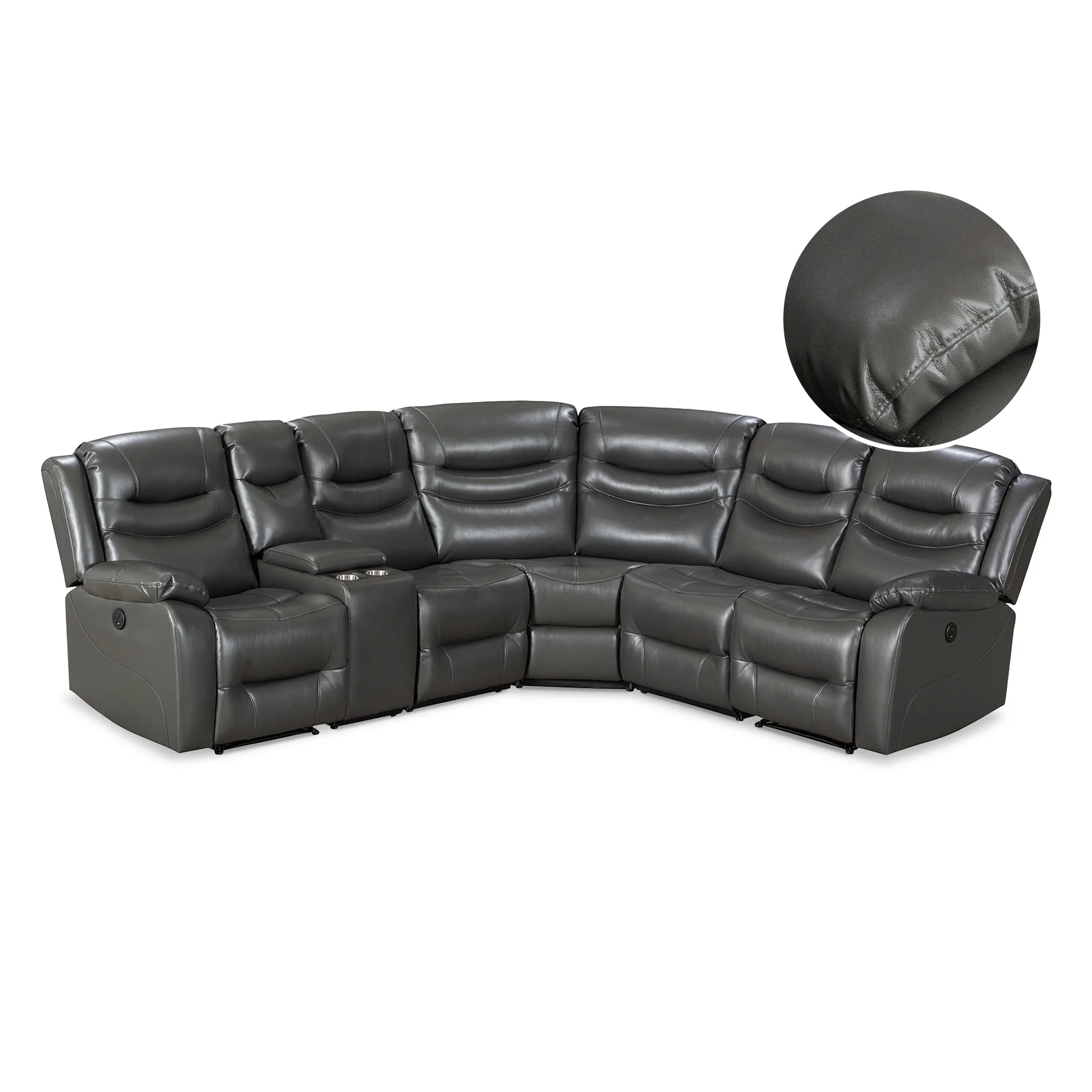 Silverdale Air Leather Electric Recliner Corner Sofa - Grey - Image 8