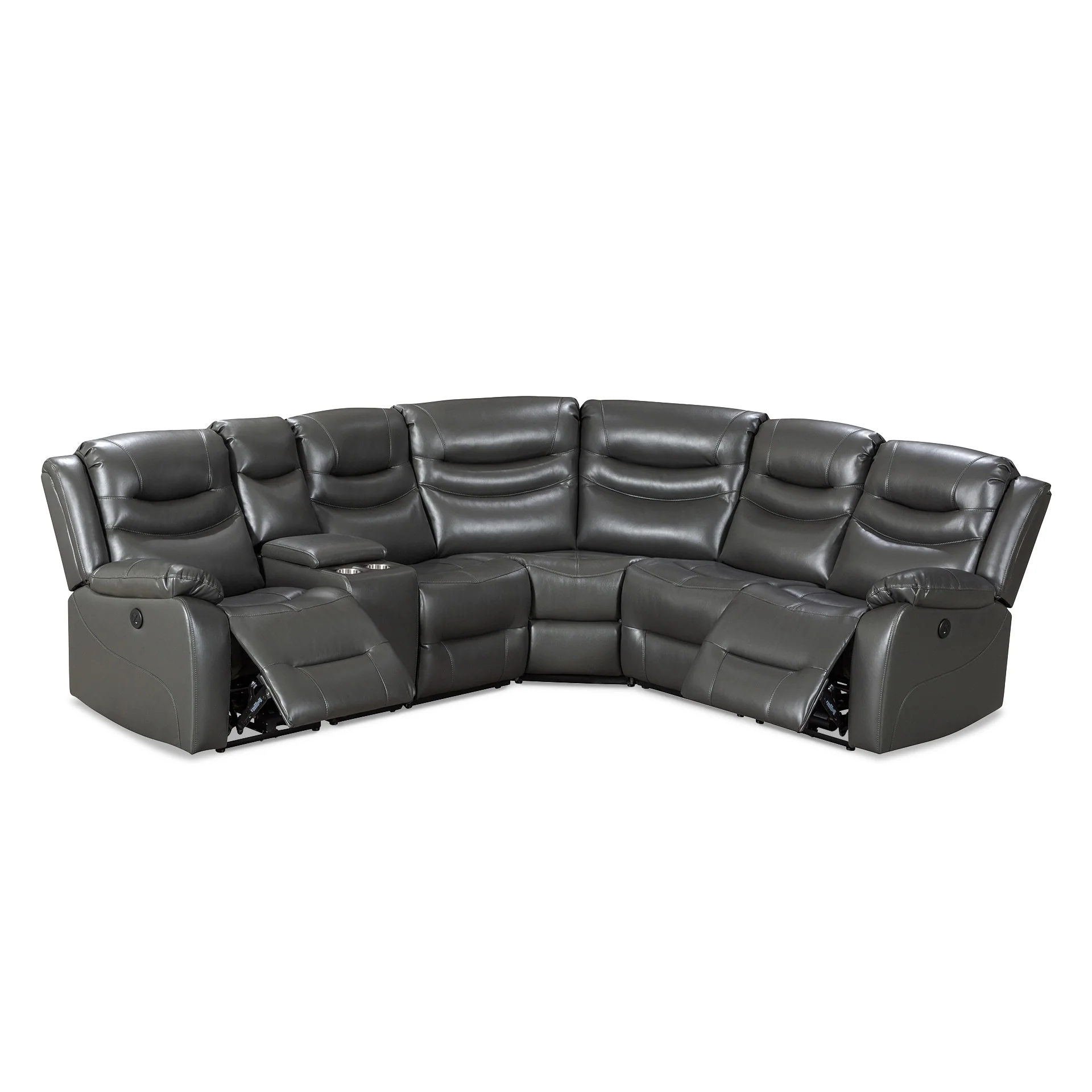 Silverdale Air Leather Electric Recliner Corner Sofa - Grey - Image 9