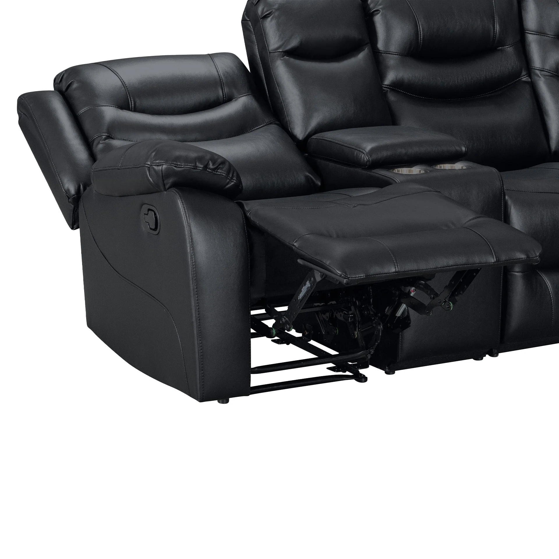 Silverdale Air Leather Manual Recliner Corner Sofa - Black - Image 10