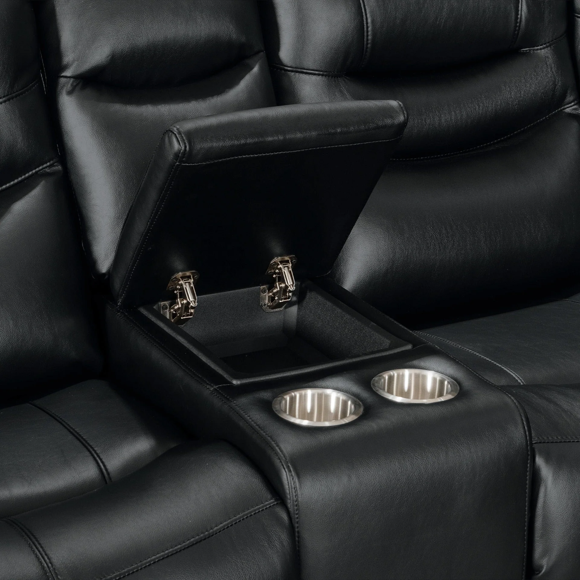 Silverdale Air Leather Manual Recliner Corner Sofa - Black - Image 11