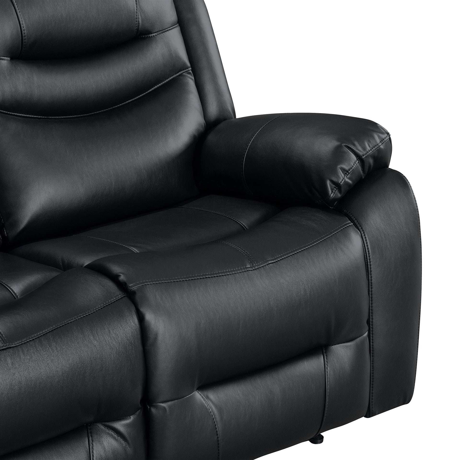 Silverdale Air Leather Manual Recliner Corner Sofa - Black - Image 12
