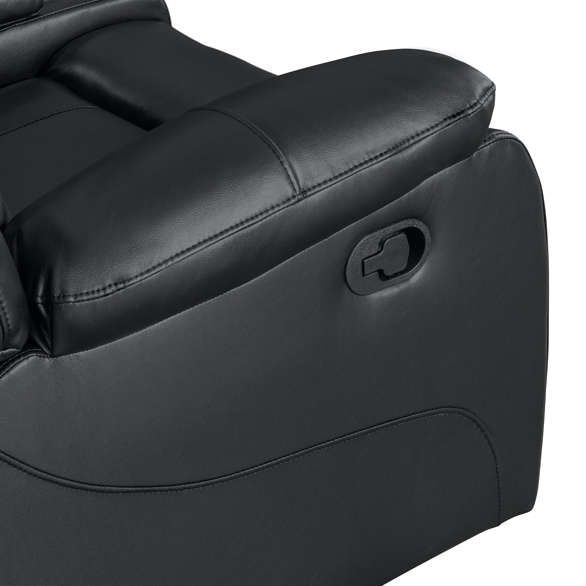 Silverdale Air Leather Manual Recliner Corner Sofa - Black - Image 13