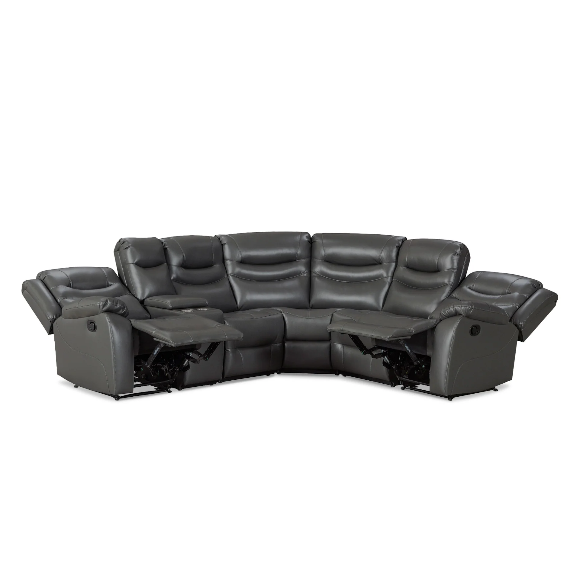 Silverdale Air Leather Manual Recliner Corner Sofa - Grey - Image 10