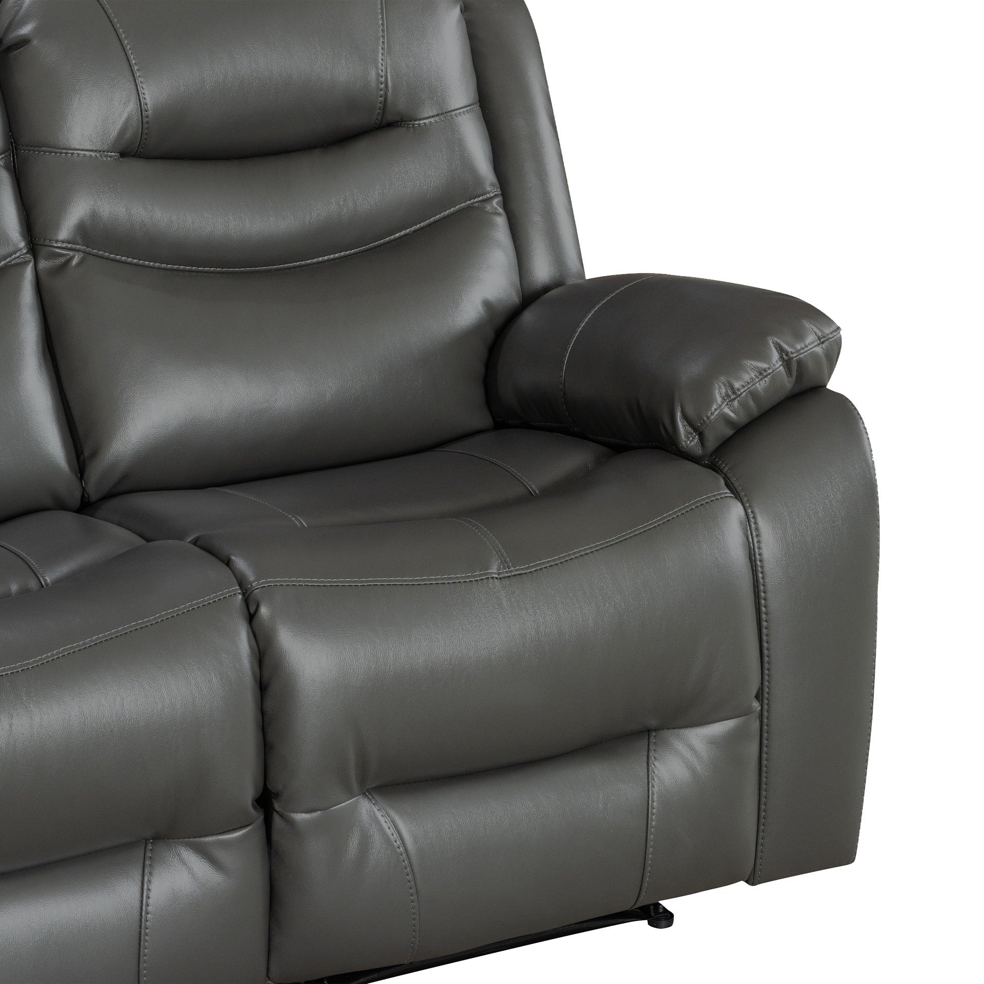 Silverdale Air Leather Manual Recliner Corner Sofa - Grey - Image 12