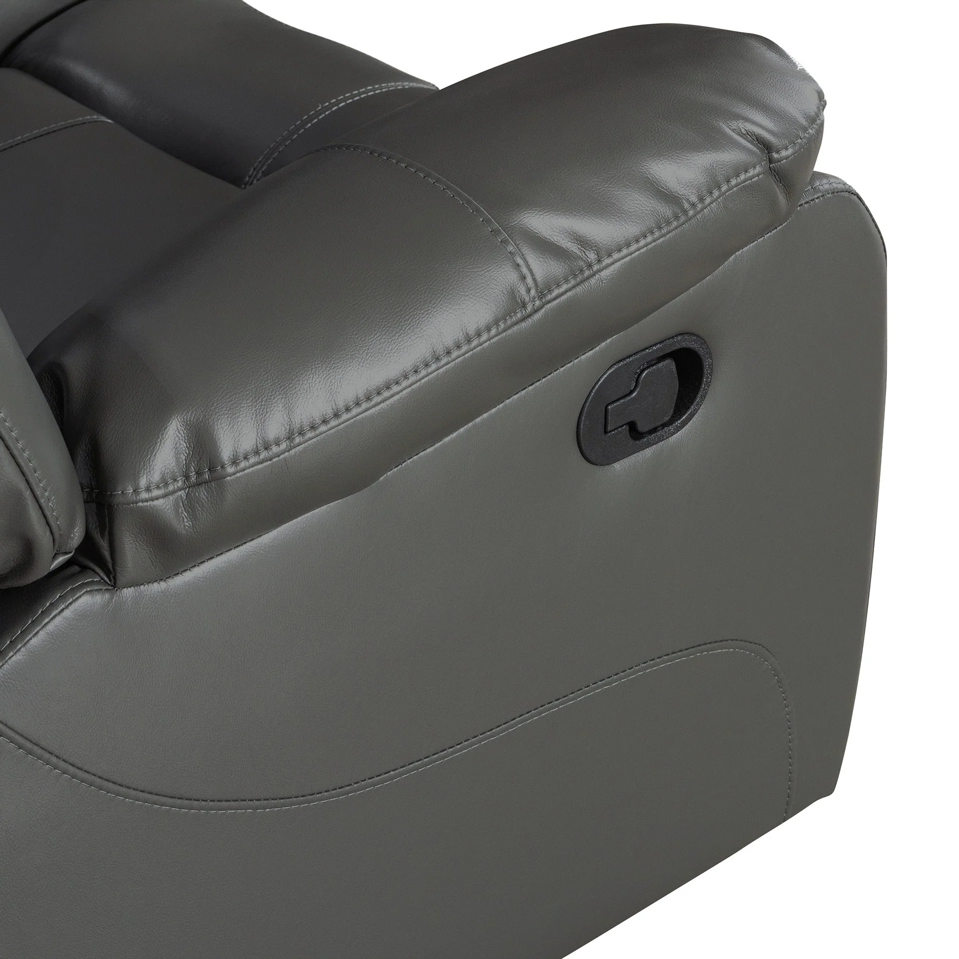 Silverdale Air Leather Manual Recliner Corner Sofa - Grey - Image 13