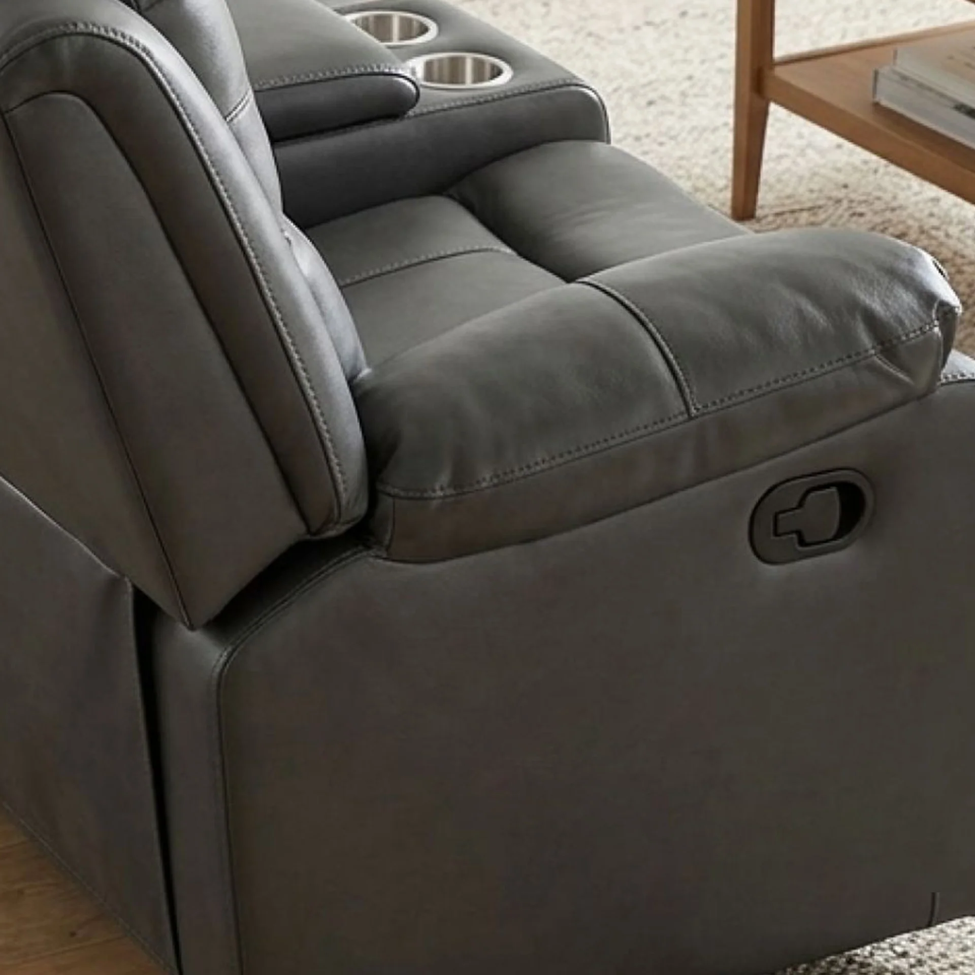 Silverdale Air Leather Manual Recliner Corner Sofa - Grey - Image 6