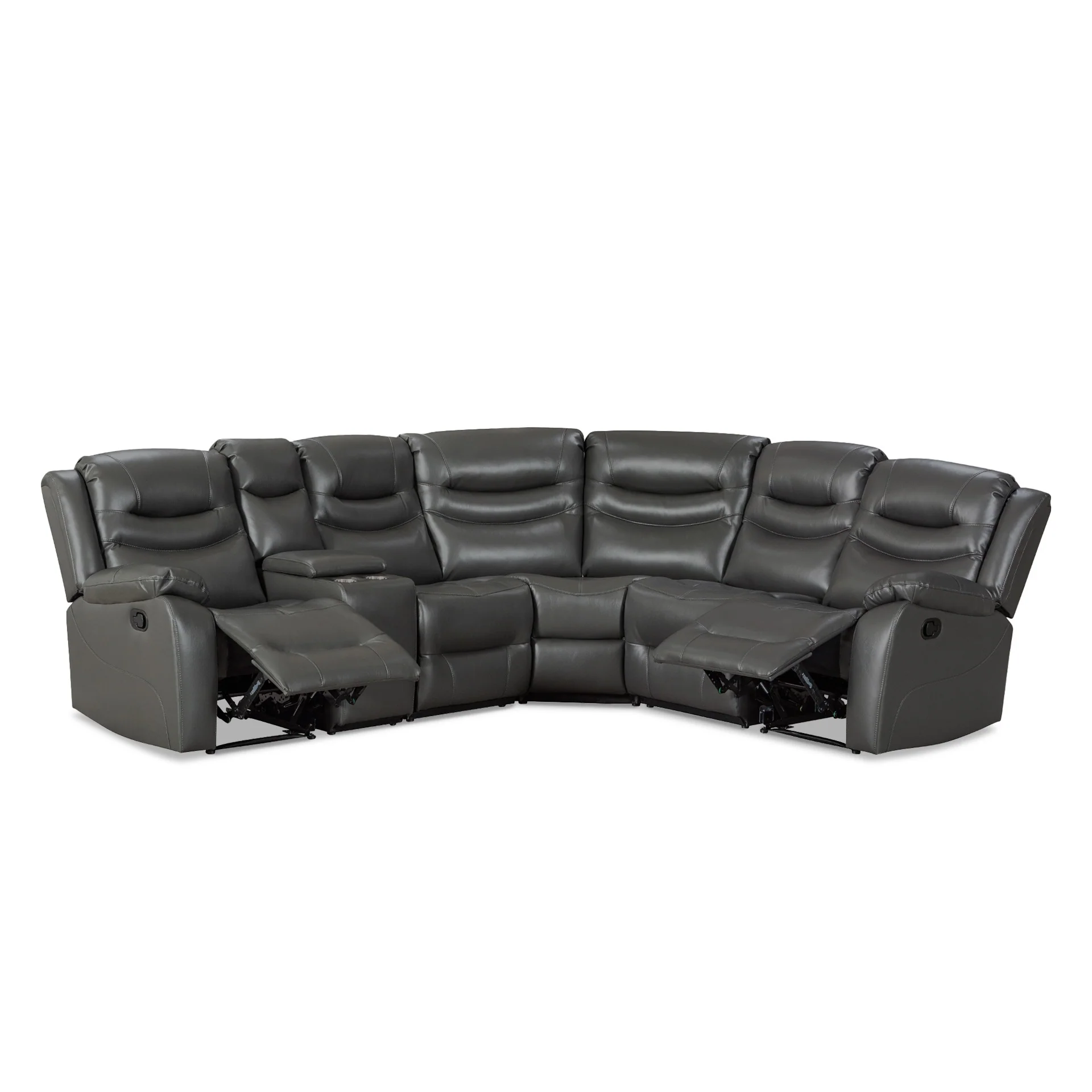 Silverdale Air Leather Manual Recliner Corner Sofa - Grey - Image 9