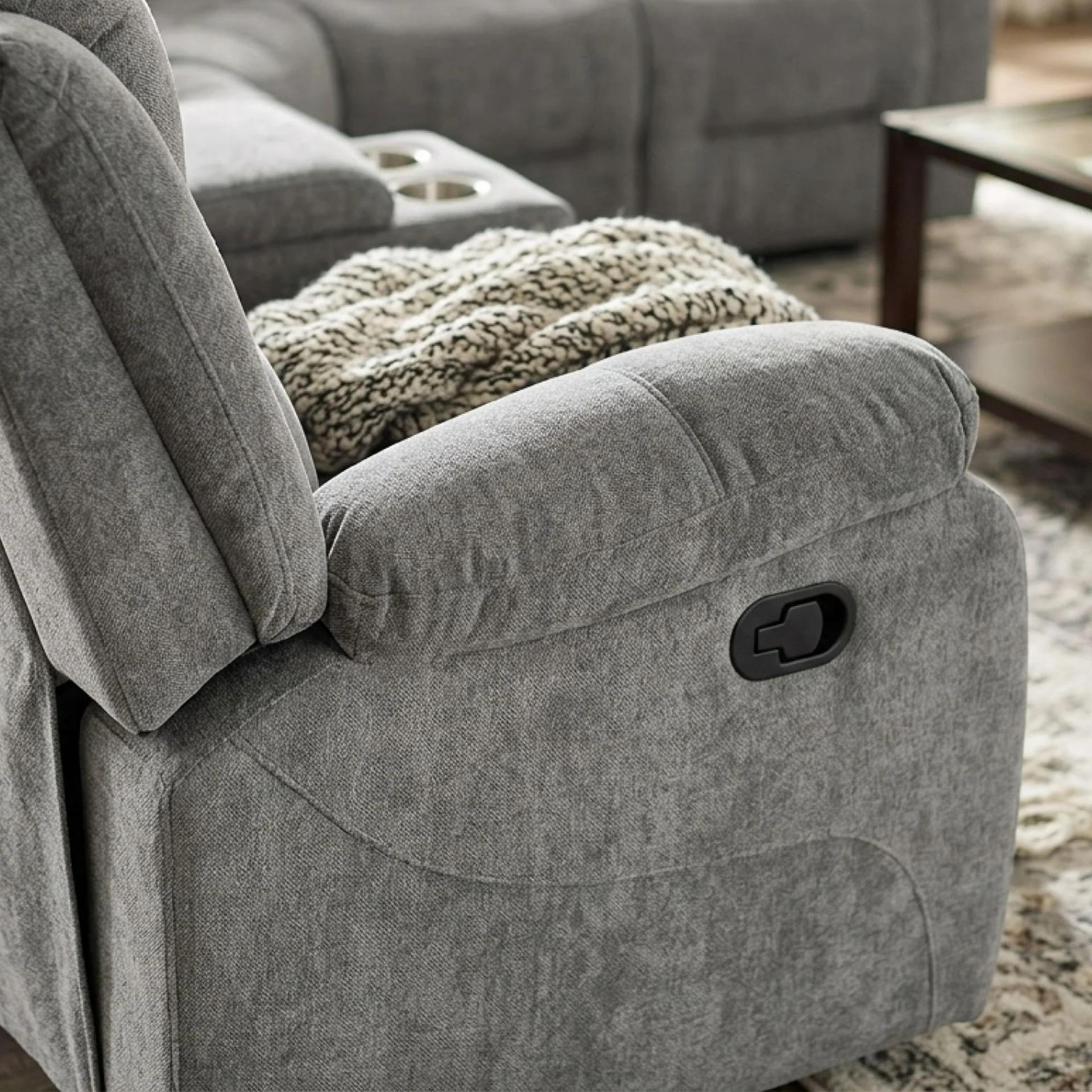 Silverdale Fabric Manual Recliner Corner Sofa - Grey - Image 5