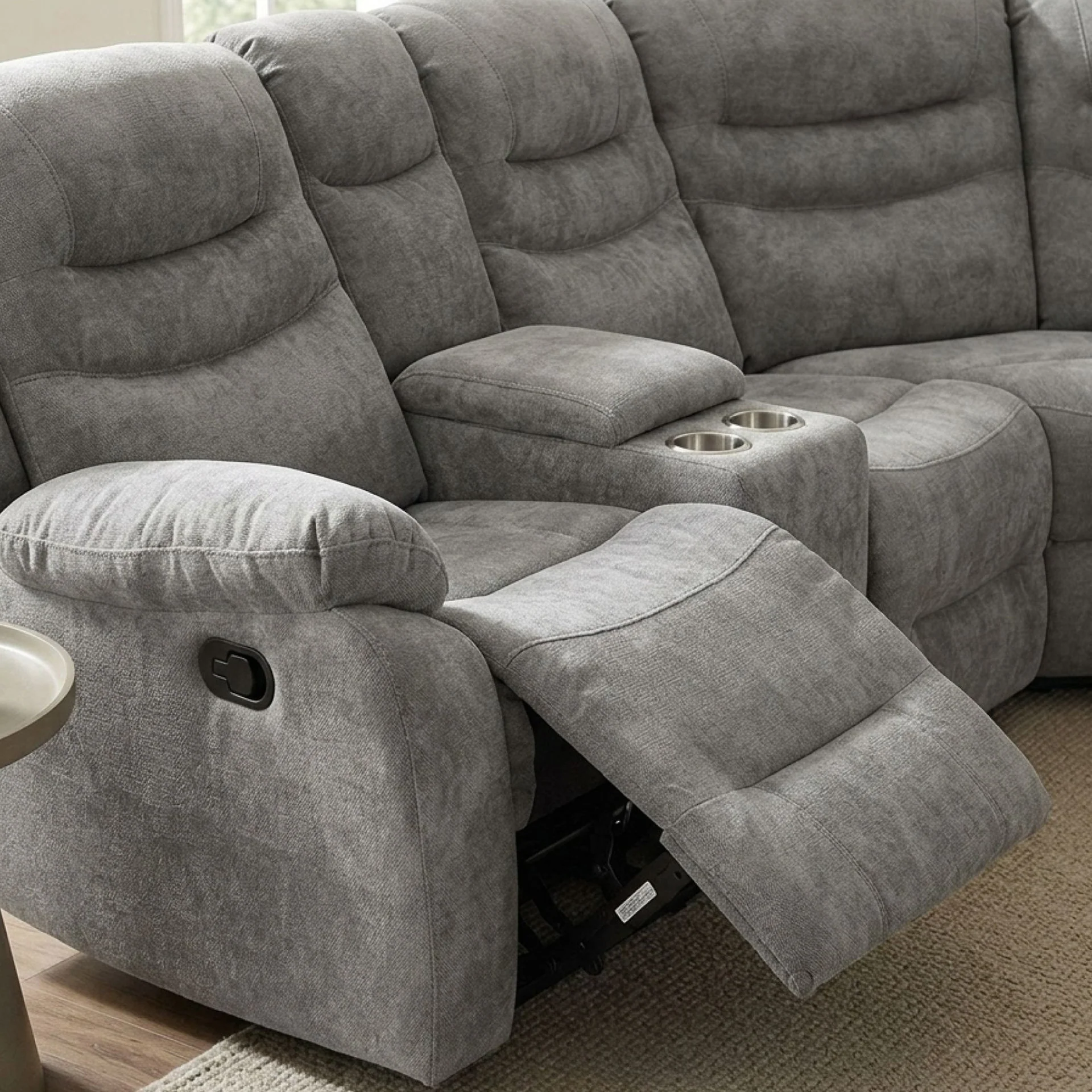 Silverdale Fabric Manual Recliner Corner Sofa - Grey - Image 6