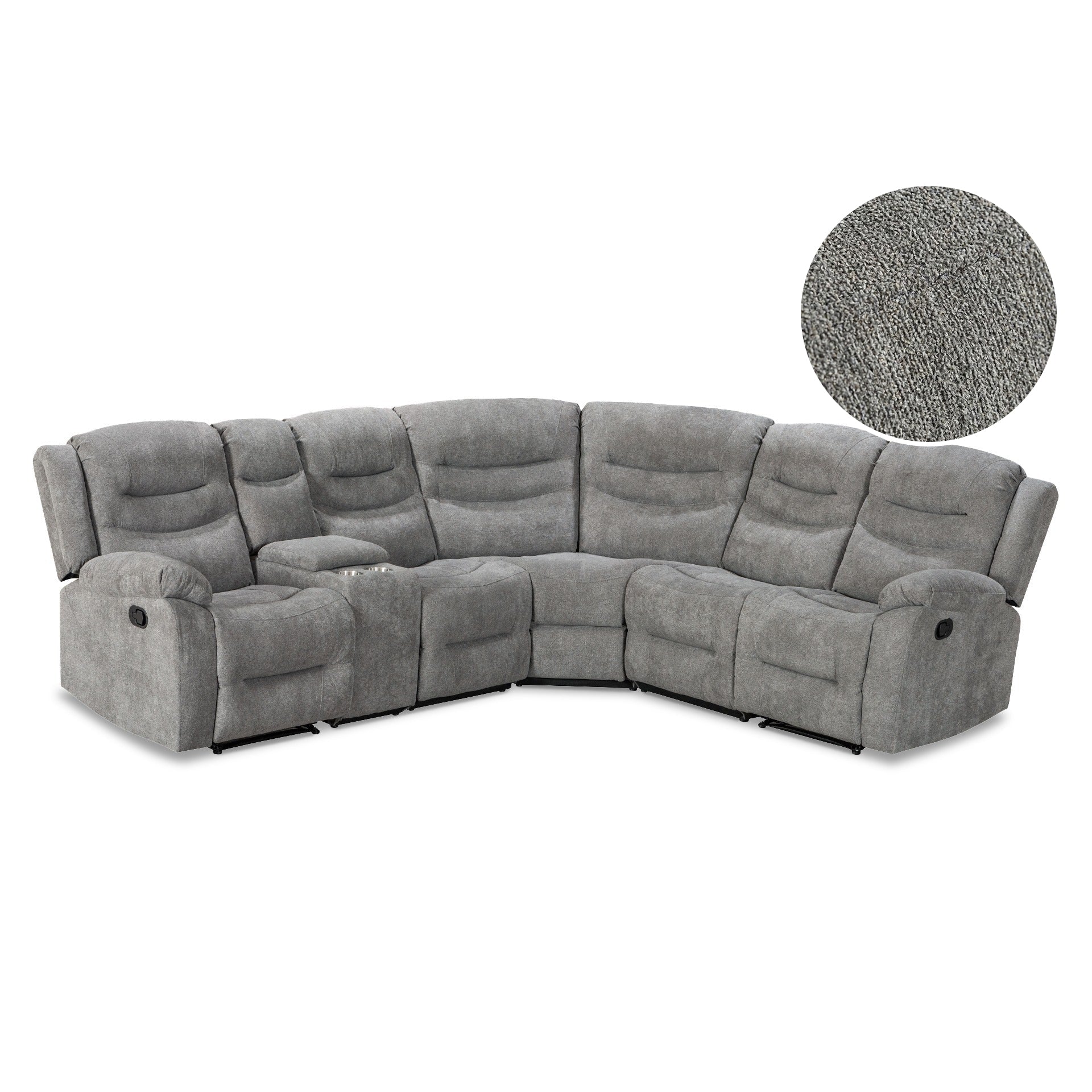 Silverdale Fabric Manual Recliner Corner Sofa - Grey - Image 7