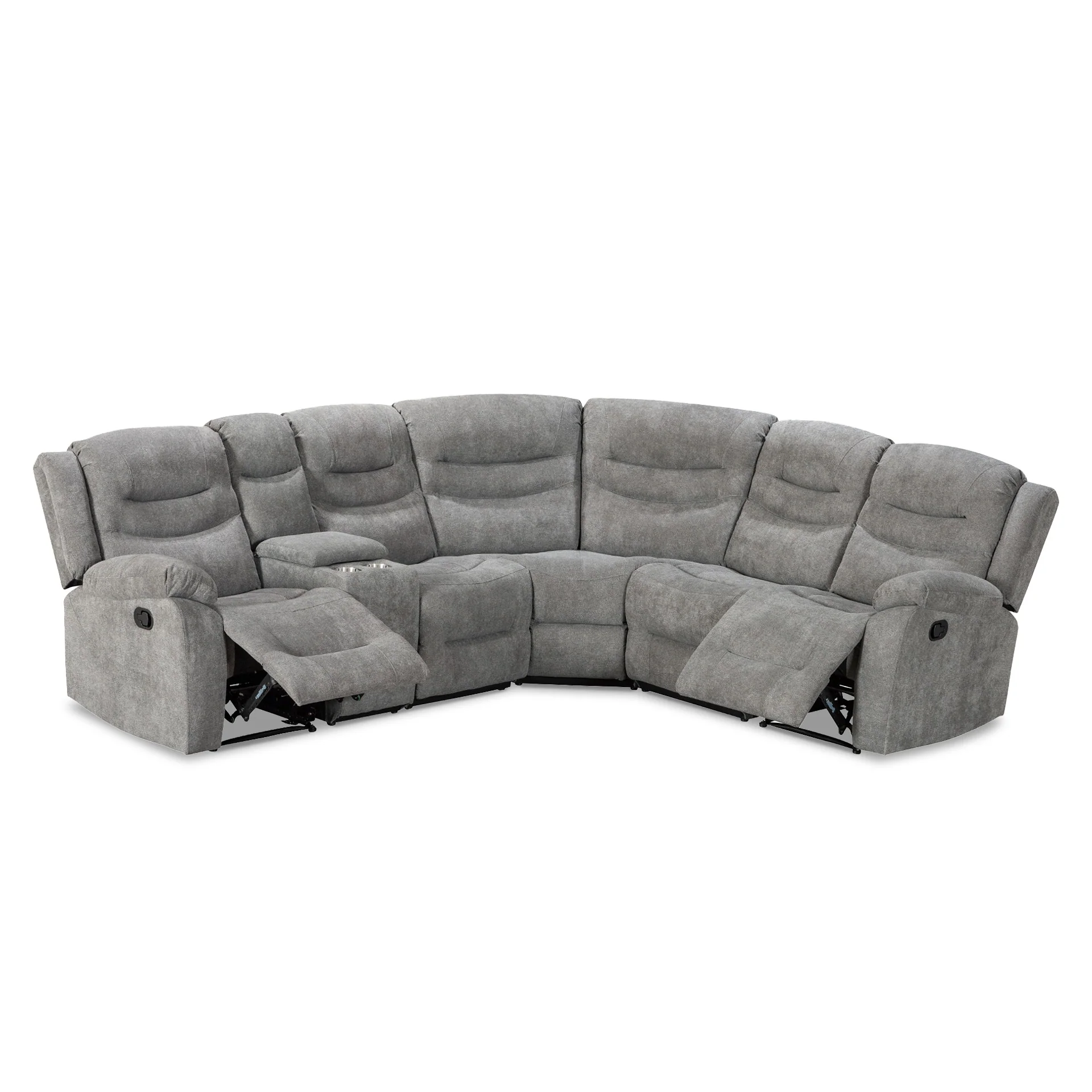 Silverdale Fabric Manual Recliner Corner Sofa - Grey - Image 8