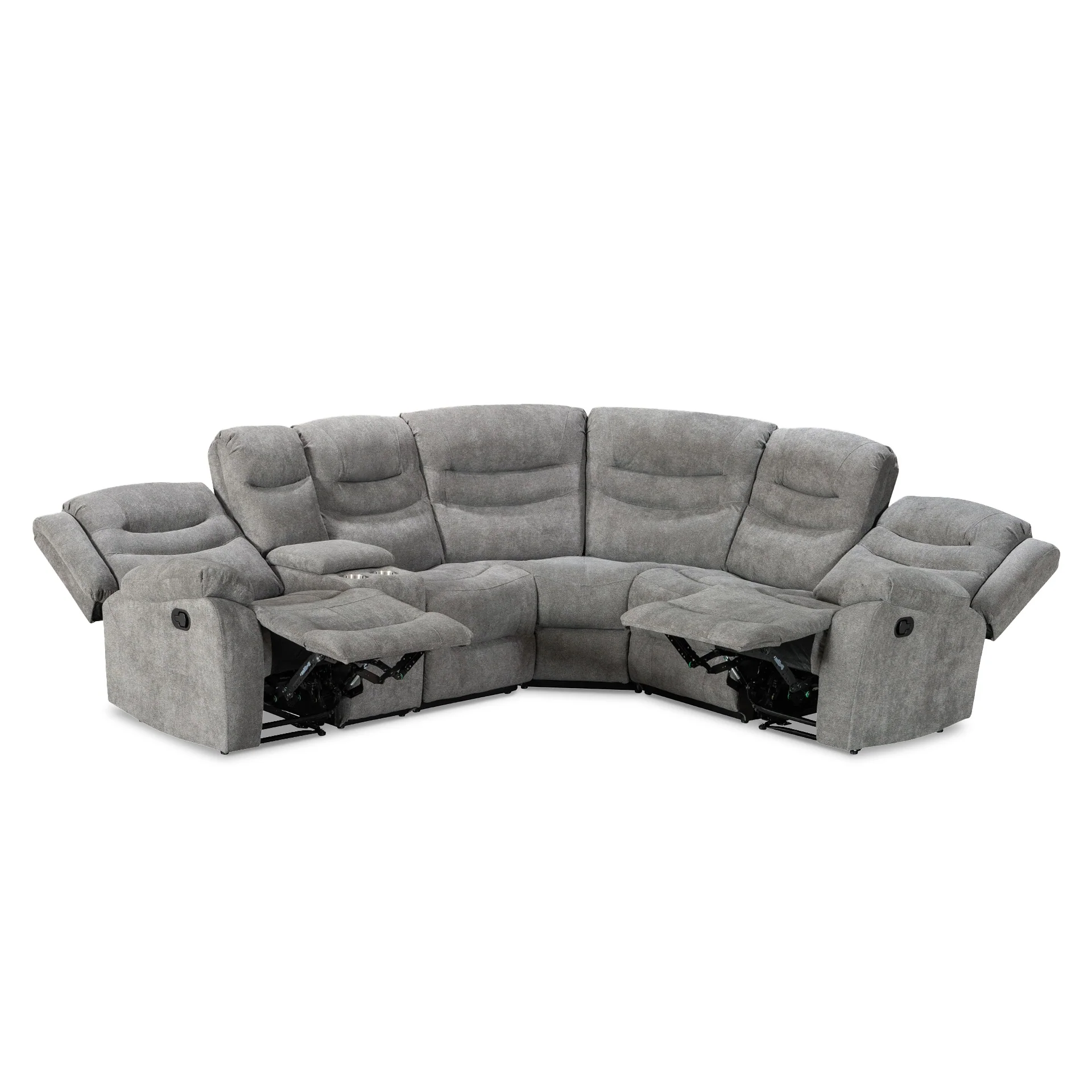 Silverdale Fabric Manual Recliner Corner Sofa - Grey - Image 9