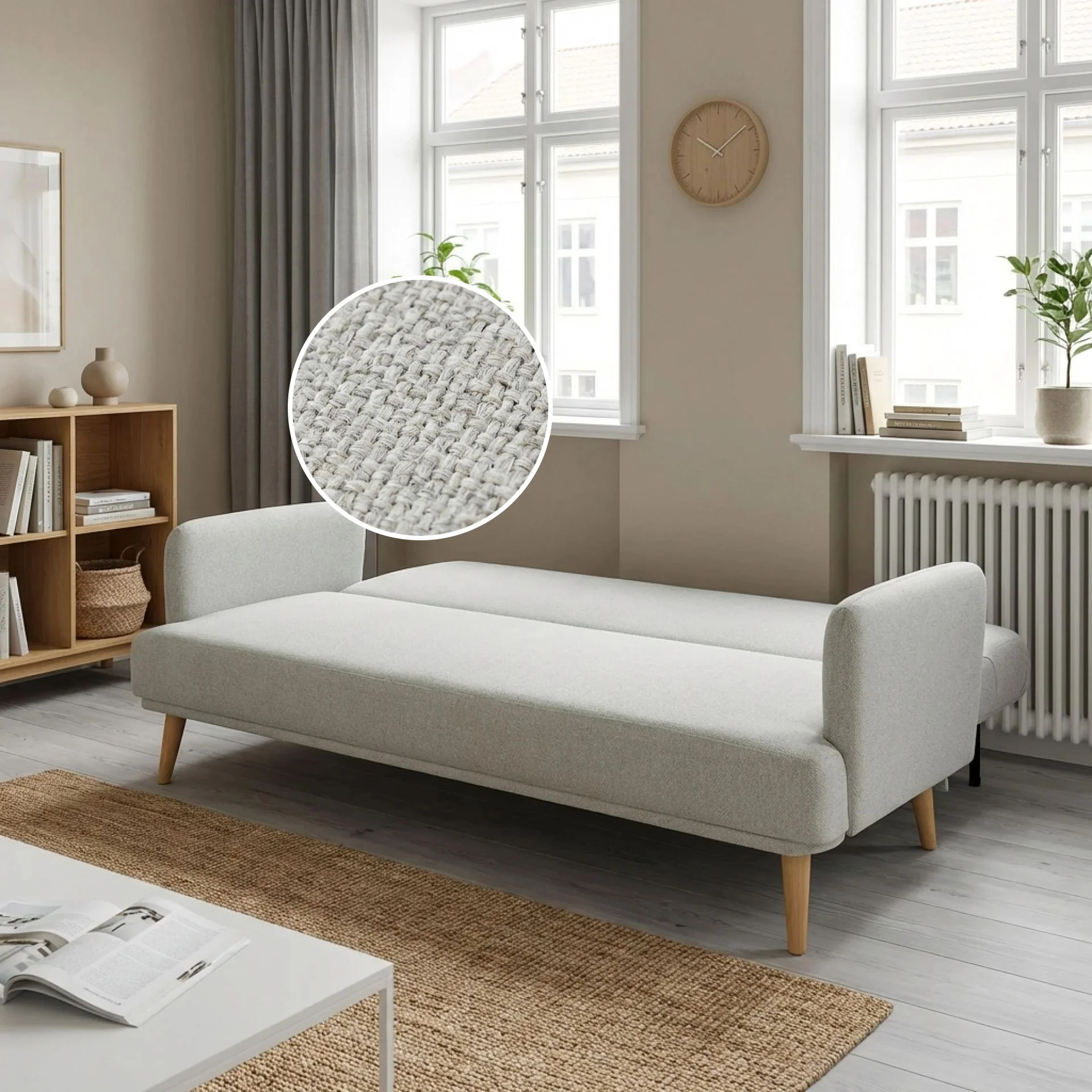 Silverton 3 Seater Sofa Bed - Light Grey - Image 2