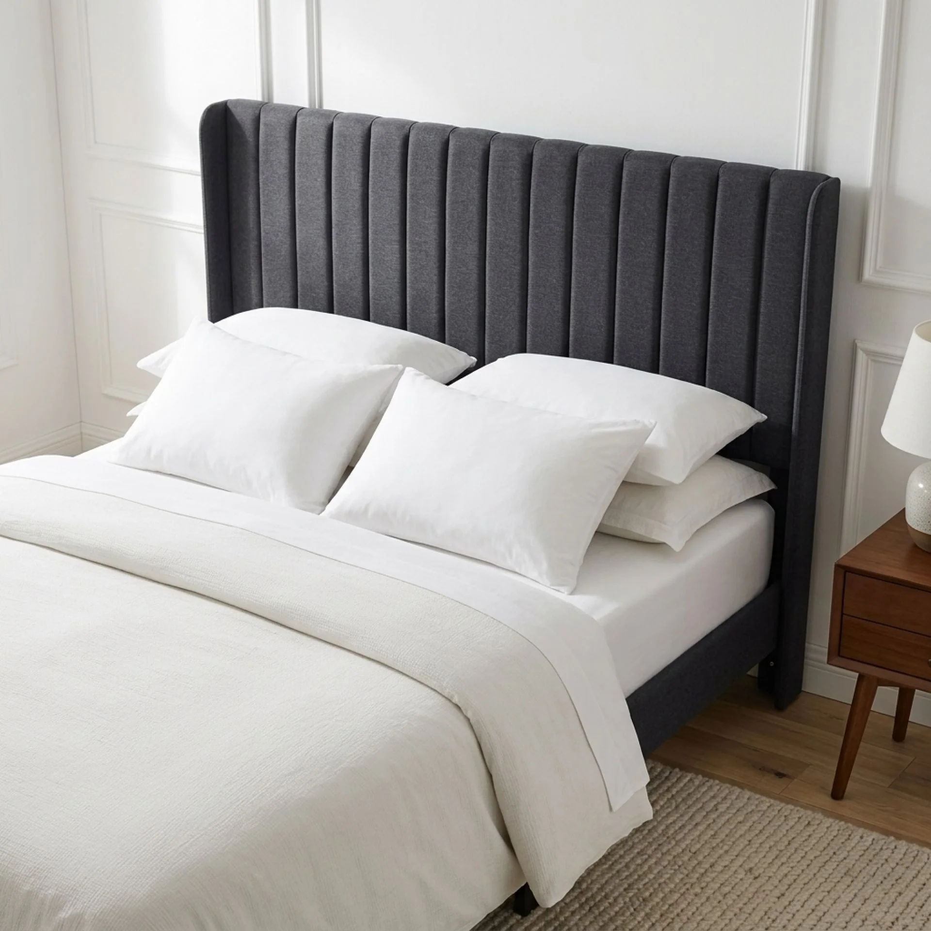 Simien Double Fabric Bed Frame - Mid Grey - Image 4