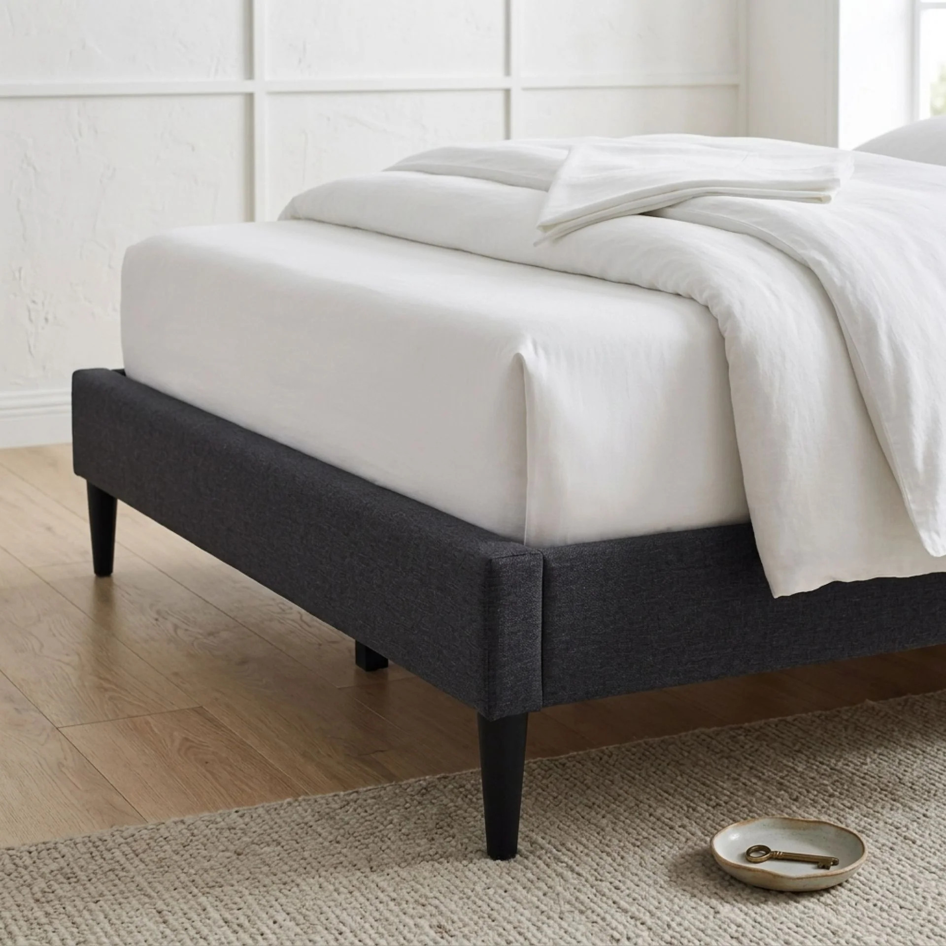Simien Double Fabric Bed Frame - Mid Grey - Image 5