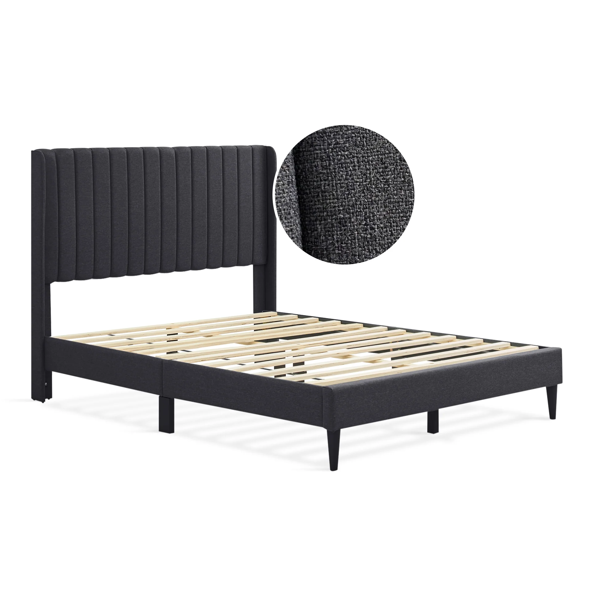 Simien Double Fabric Bed Frame - Mid Grey - Image 6