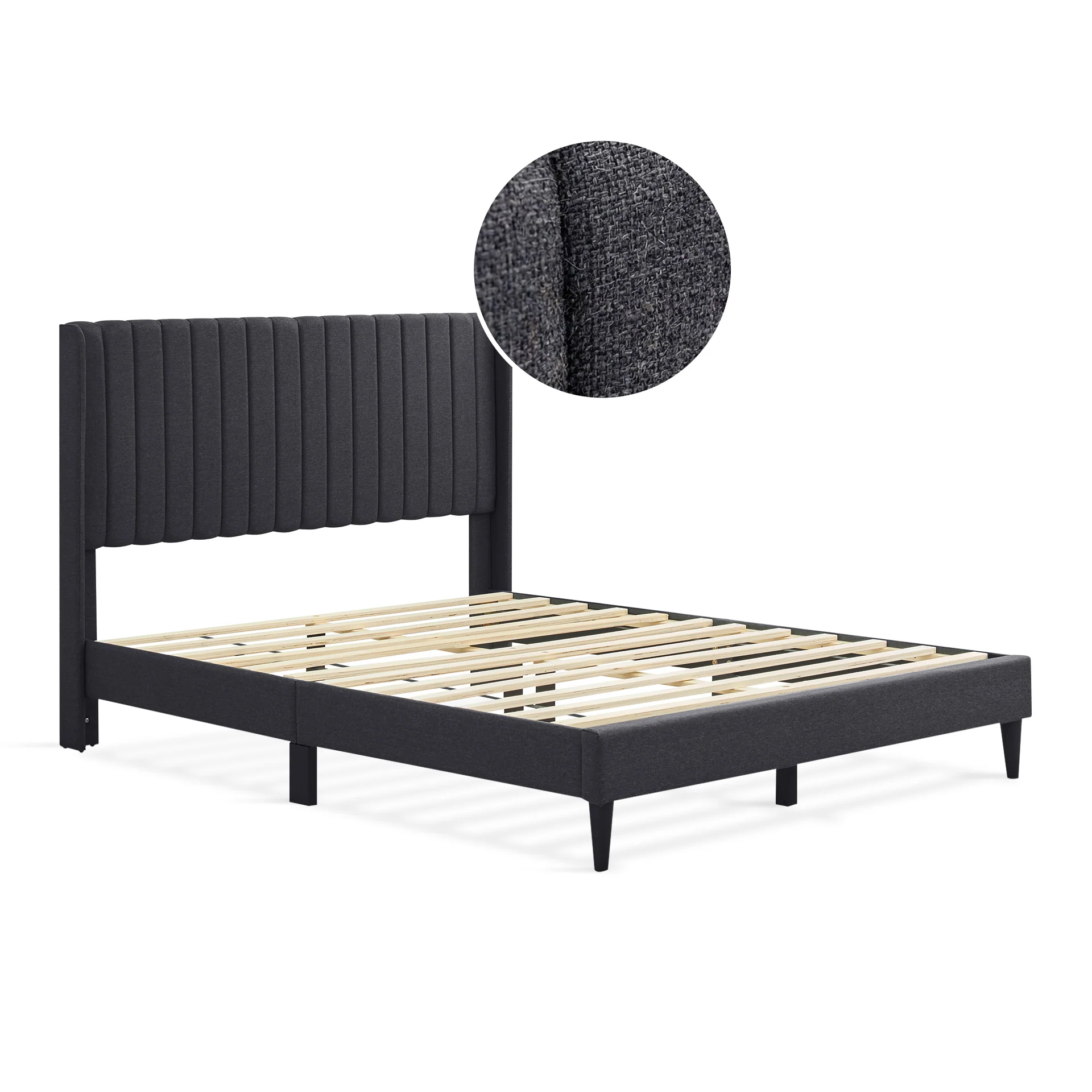 Simien Queen Fabric Bed Frame - Mid Grey - Image 7