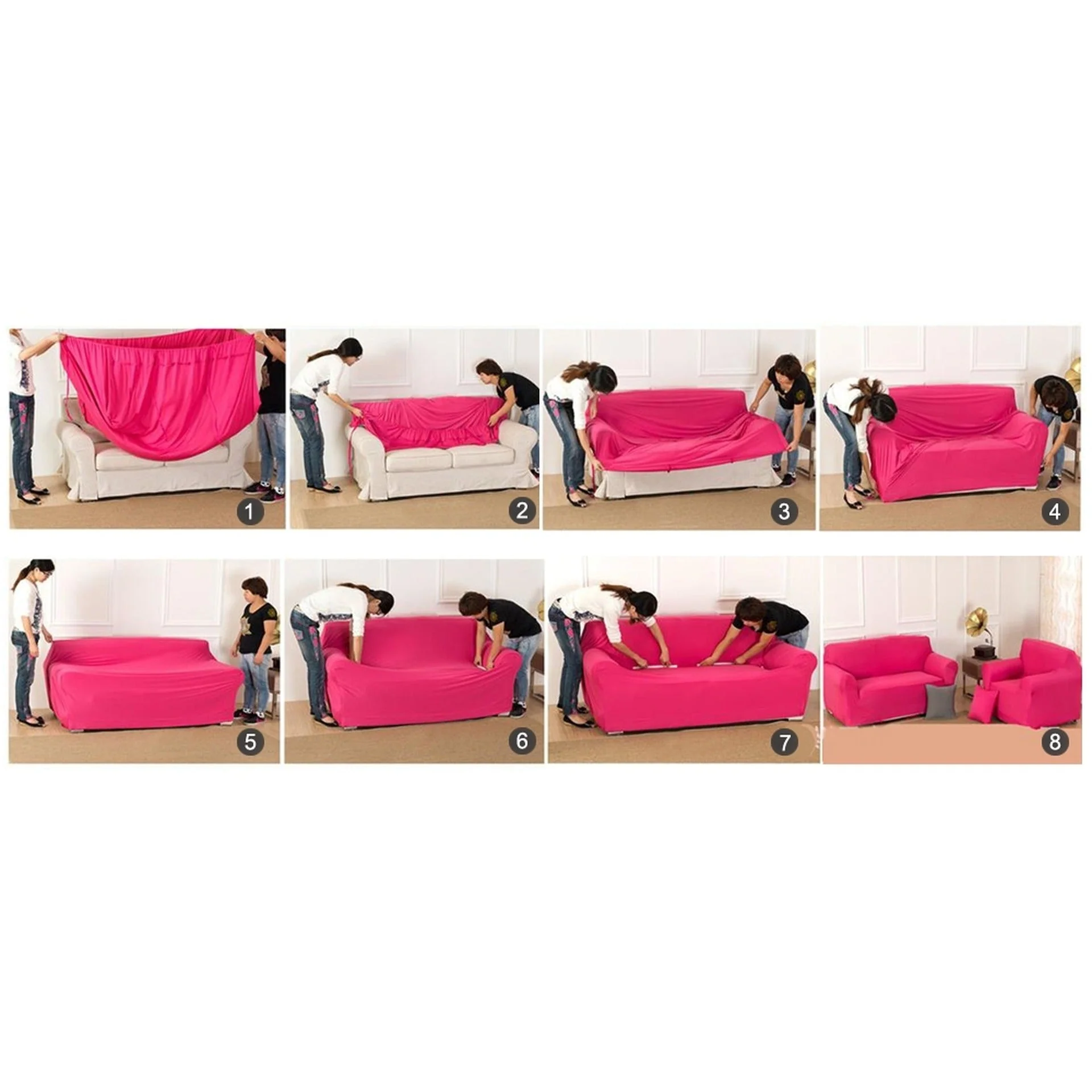 Single Seater Sofa Couch Cover 90-140cm - Navy - Image 5