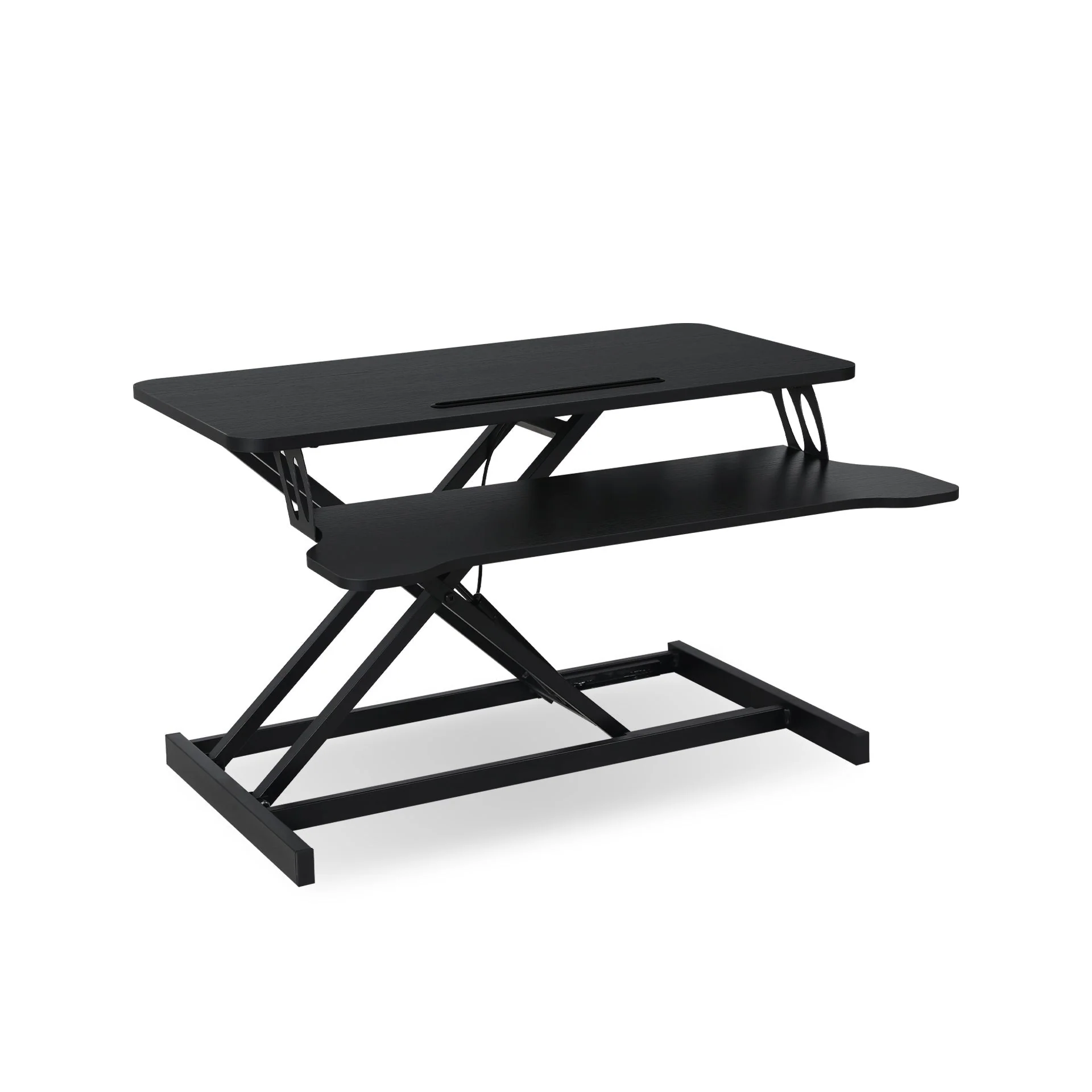 Sit-Stand Desk Converter with Keyboard Tray - Black - Image 7
