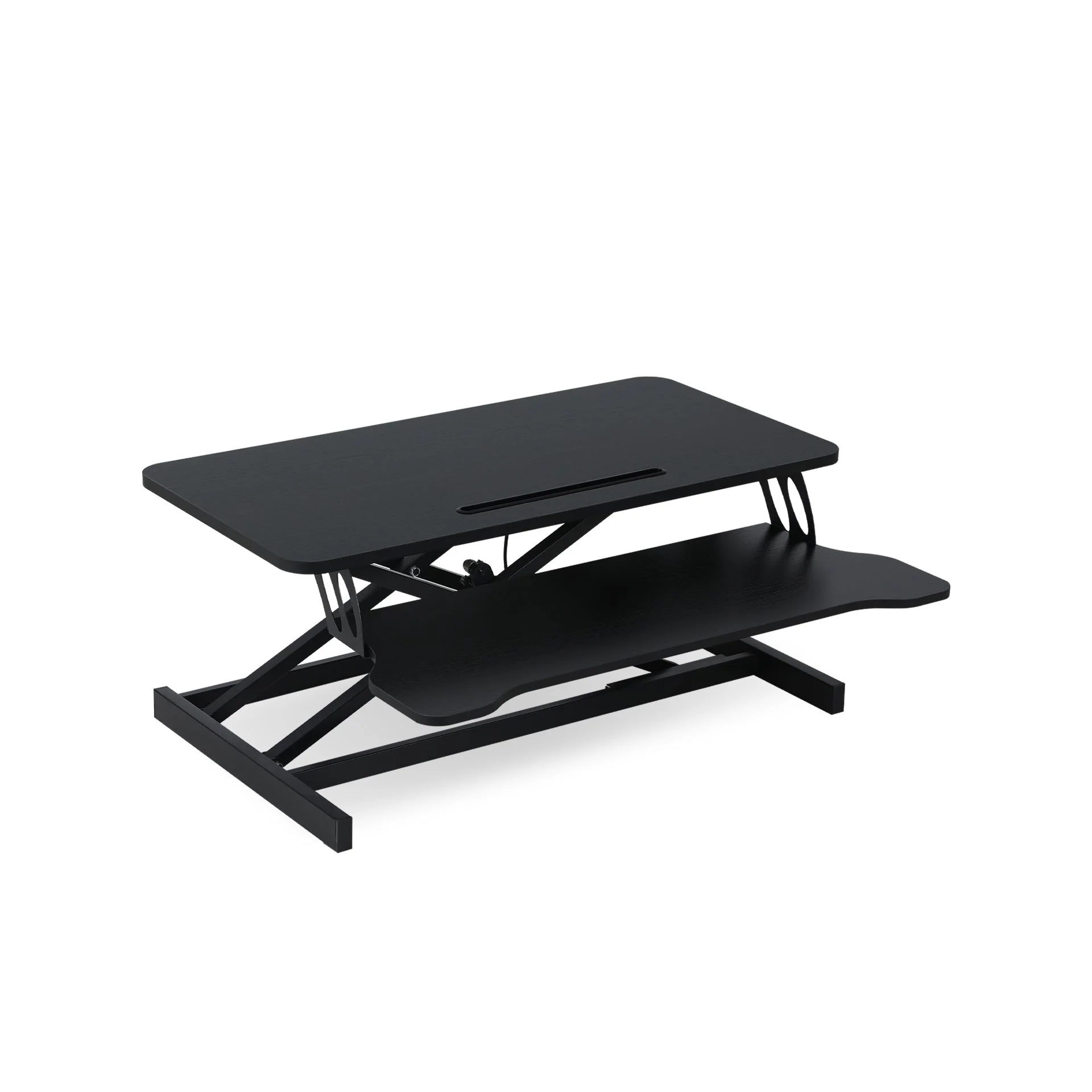 Sit-Stand Desk Converter with Keyboard Tray - Black - Image 9
