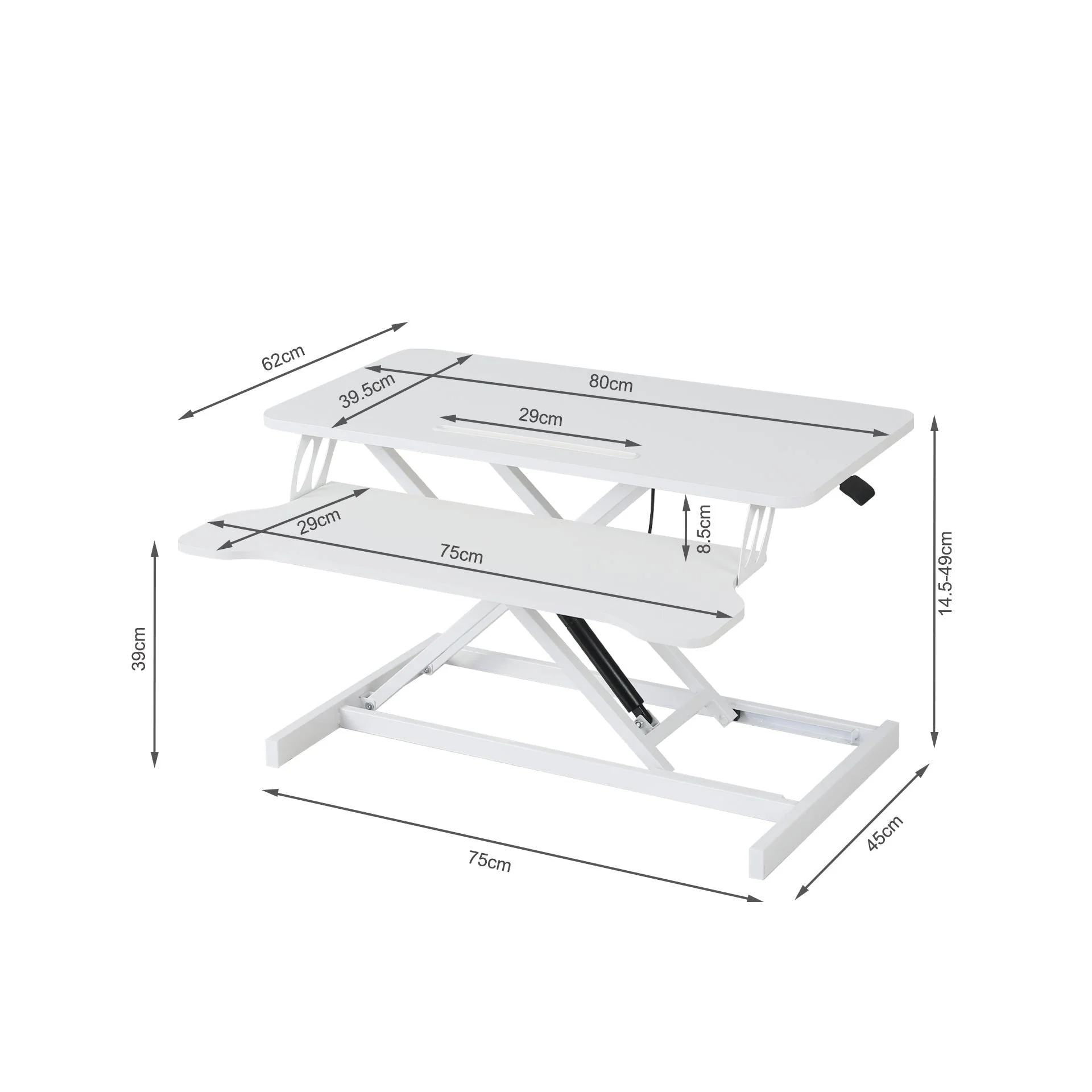 Sit-Stand Desk Converter with Keyboard Tray - White - Image 13