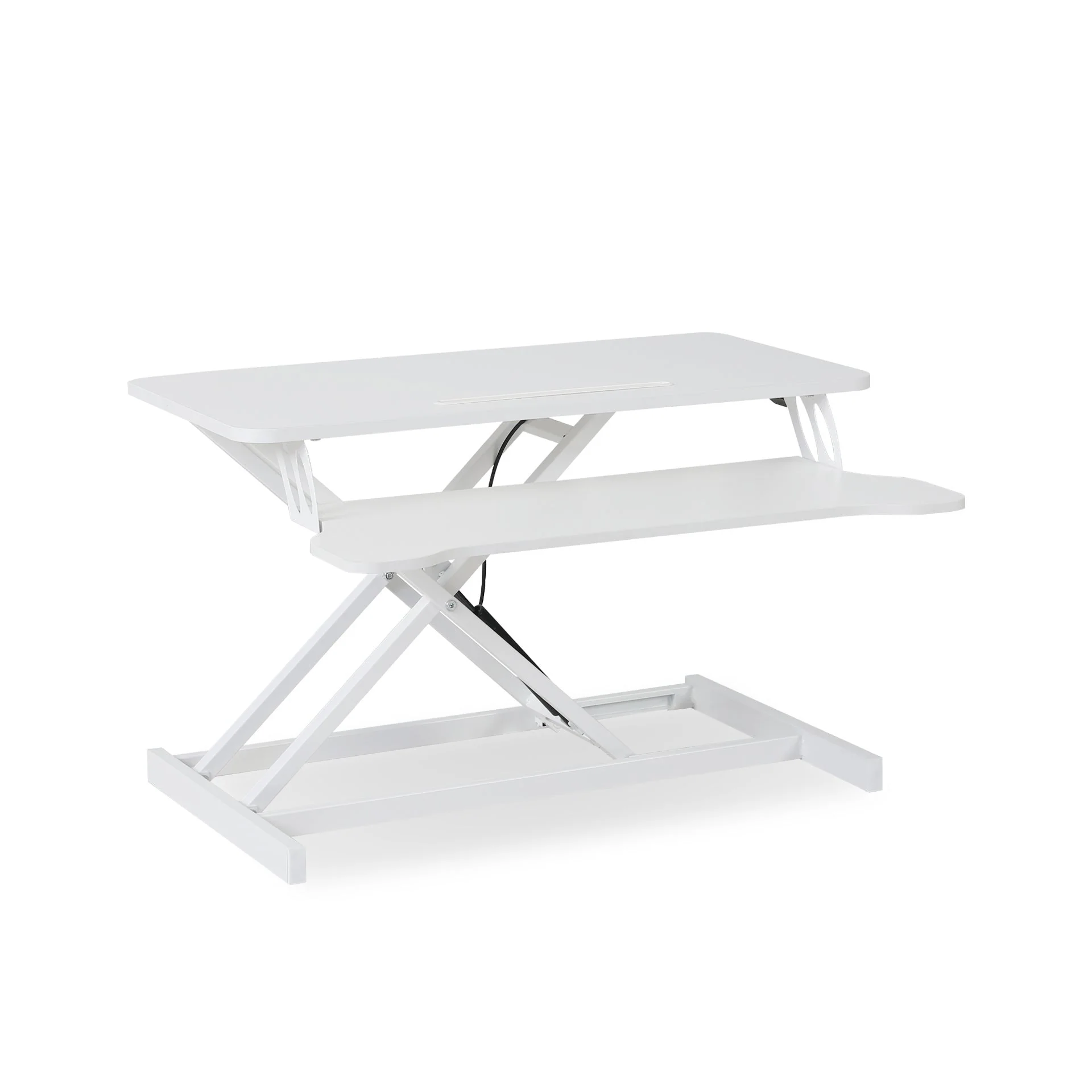 Sit-Stand Desk Converter with Keyboard Tray - White - Image 8