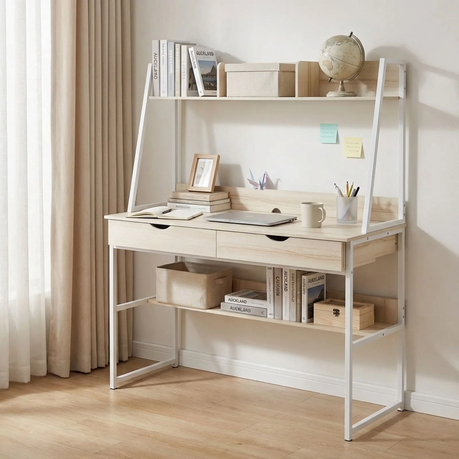 Siya 120cm Computer Desk with Drawers - Oak - Image 5