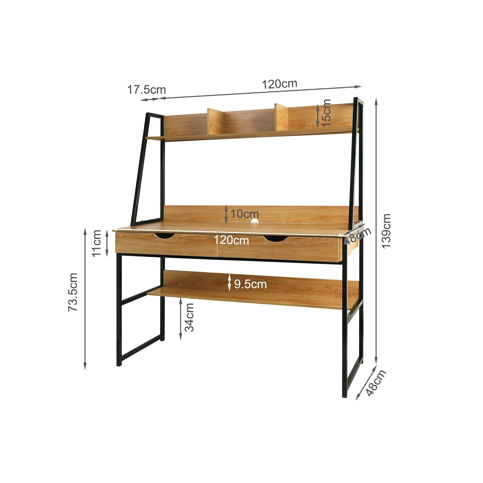 Siya 120cm Computer Study Desk with Drawers - Walnut - Image 13