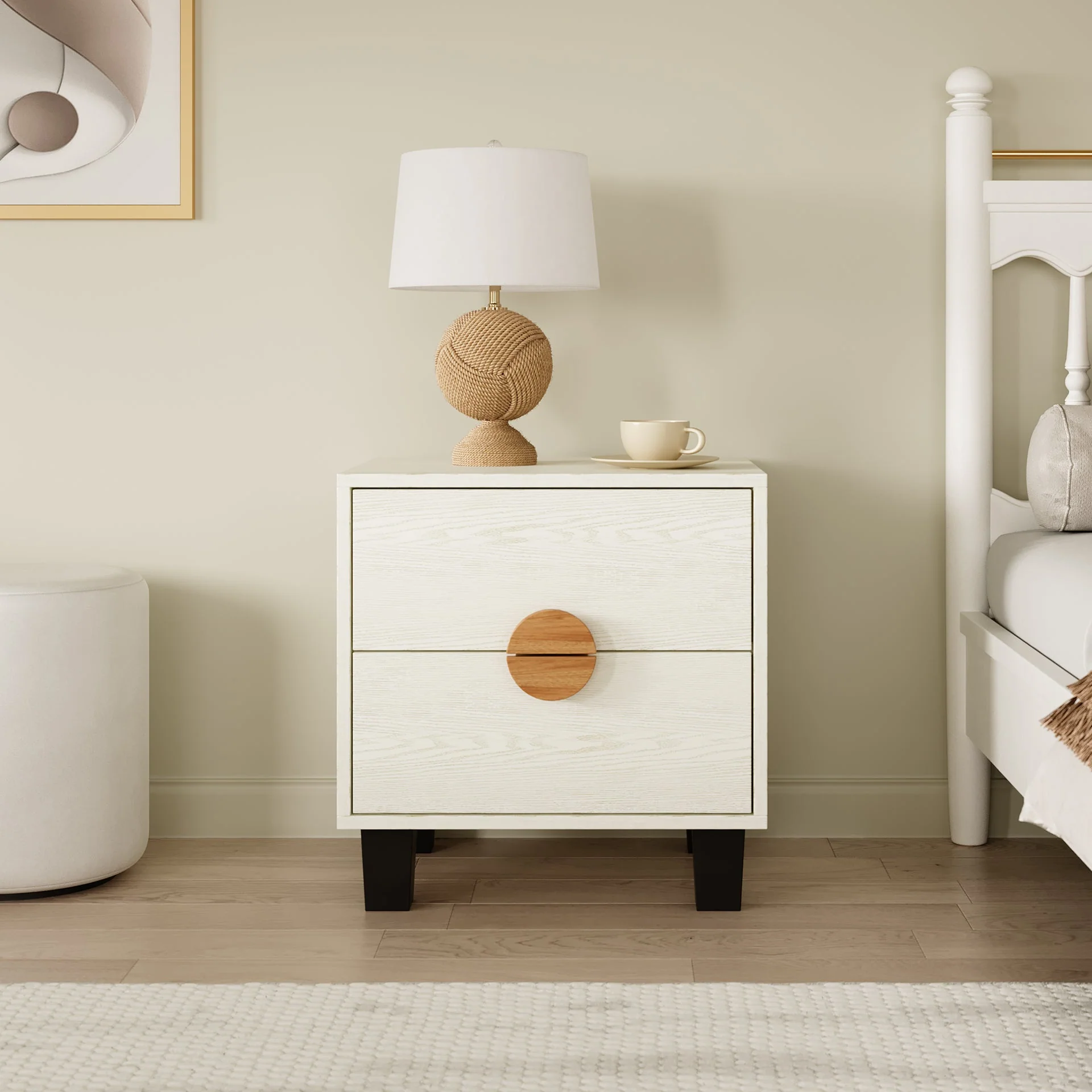 Sofia Bedside Table - Oak White