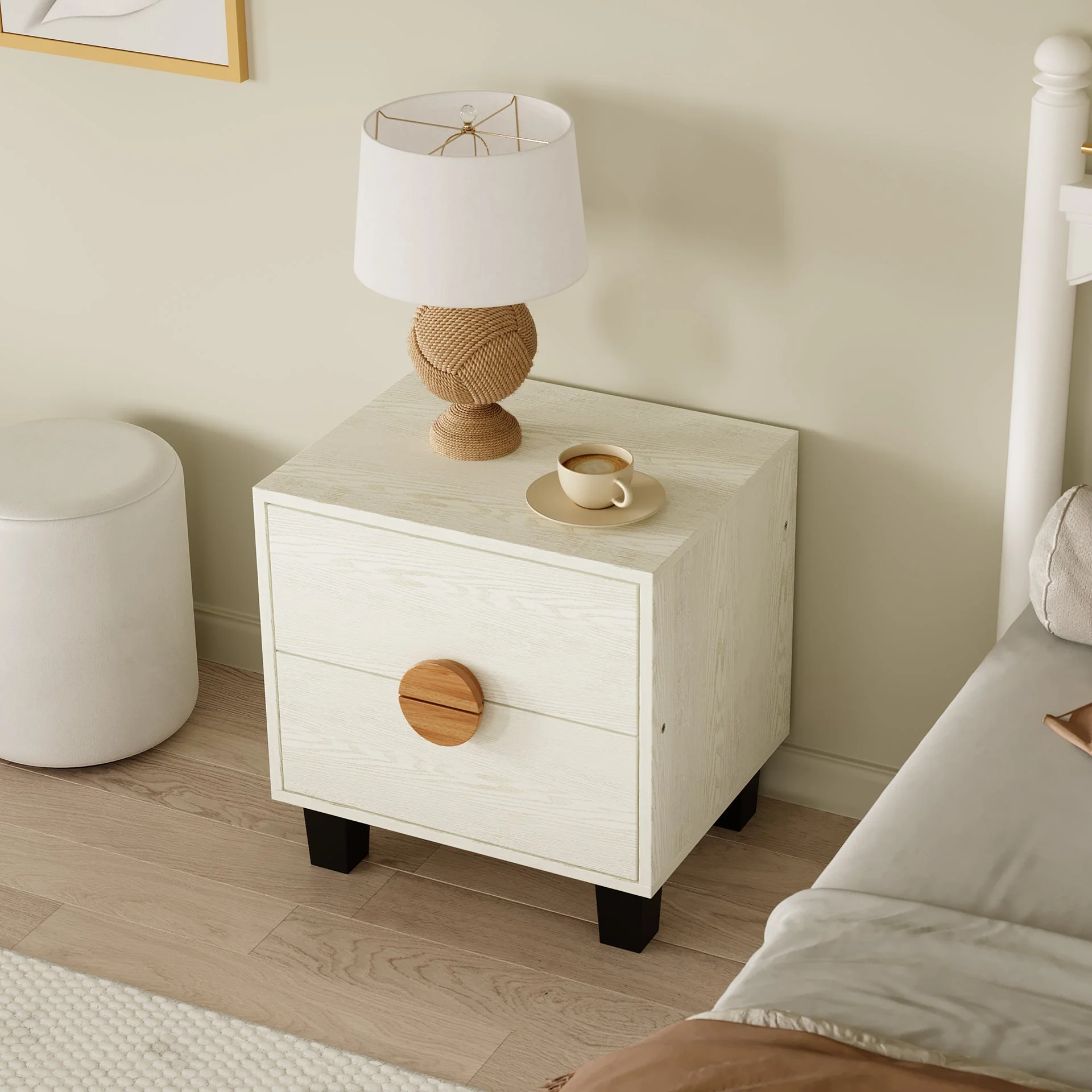 Sofia Bedside Table - Oak White - Image 2