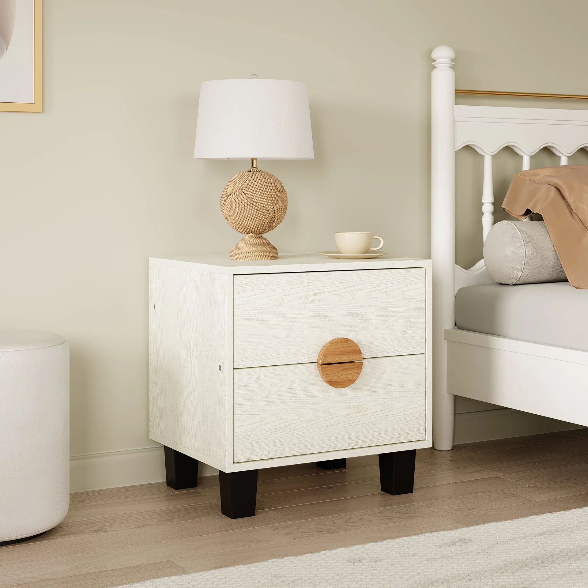 Sofia Bedside Table - Oak White - Image 3