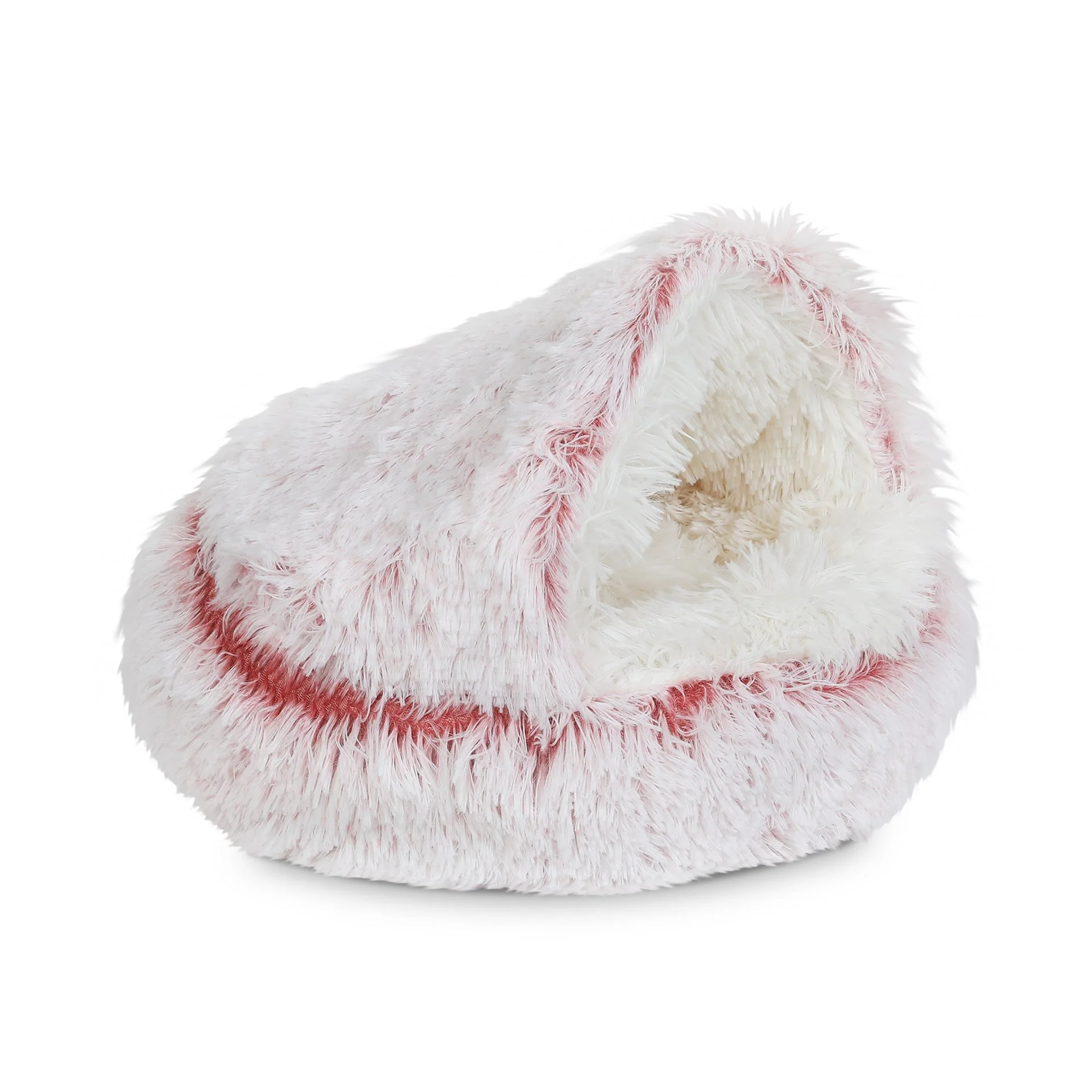 Soft Plush Cat Cave Bed - Pink - Image 3