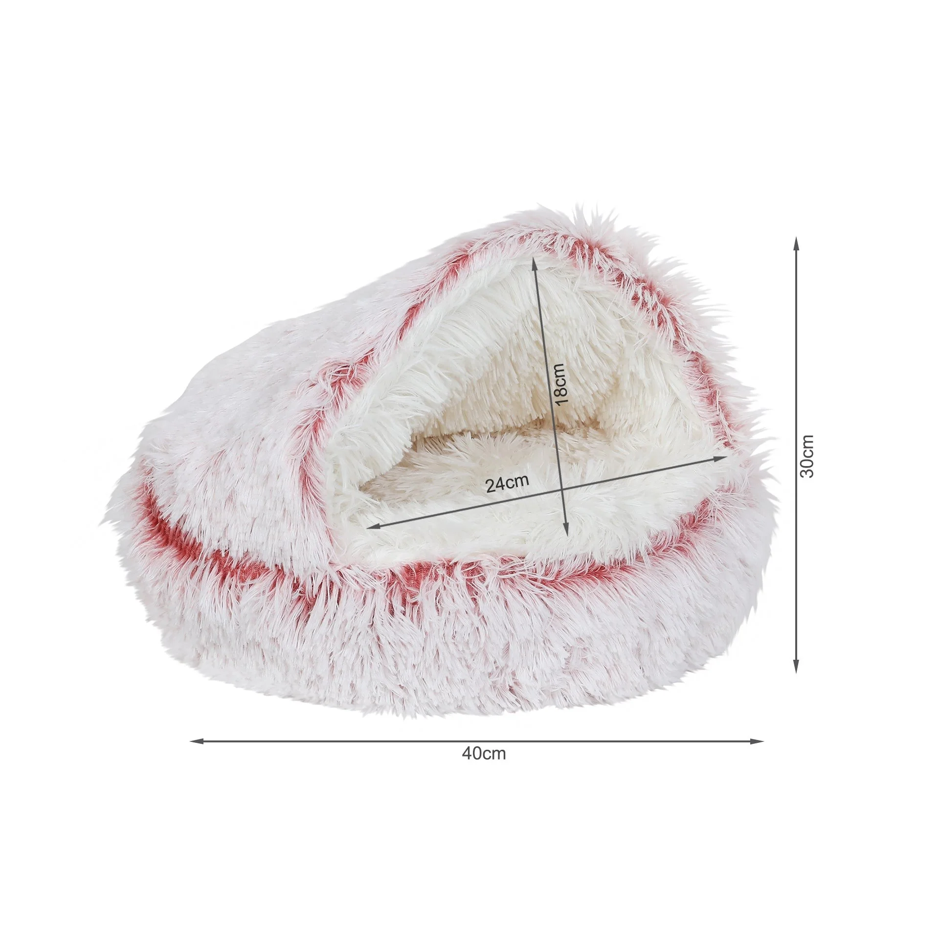 Soft Plush Cat Cave Bed - Pink - Image 7