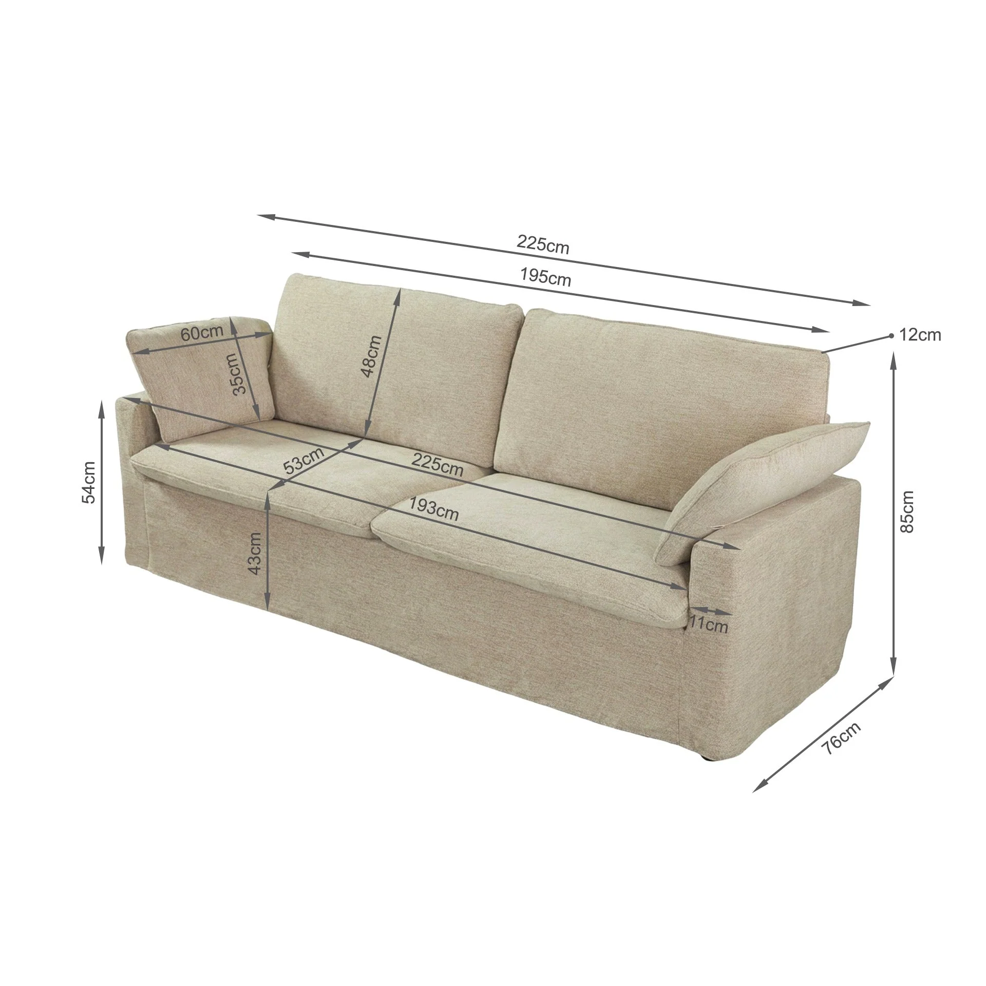 Solace 3 Seater Sofa - Taupe - Image 18