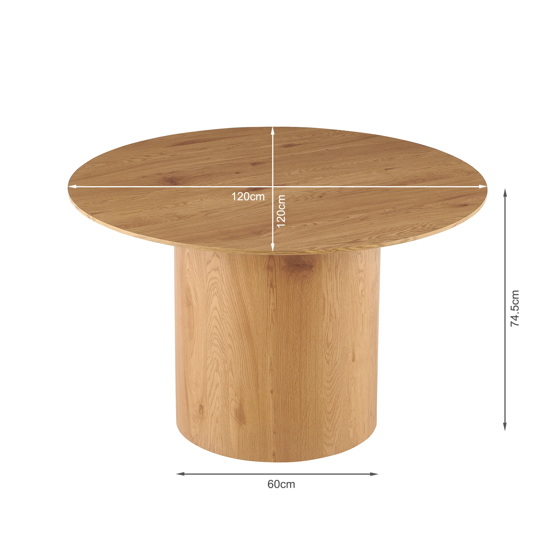 Solix Round Dining Table 120x75cm - Oak - Image 10