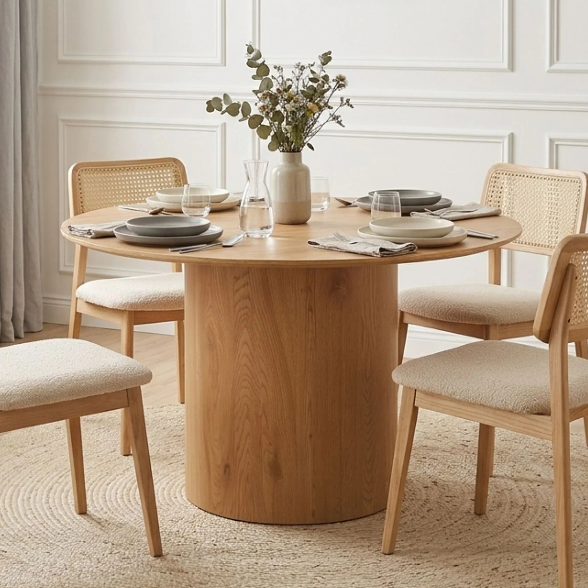 Solix Round Dining Table 120x75cm - Oak - Image 3