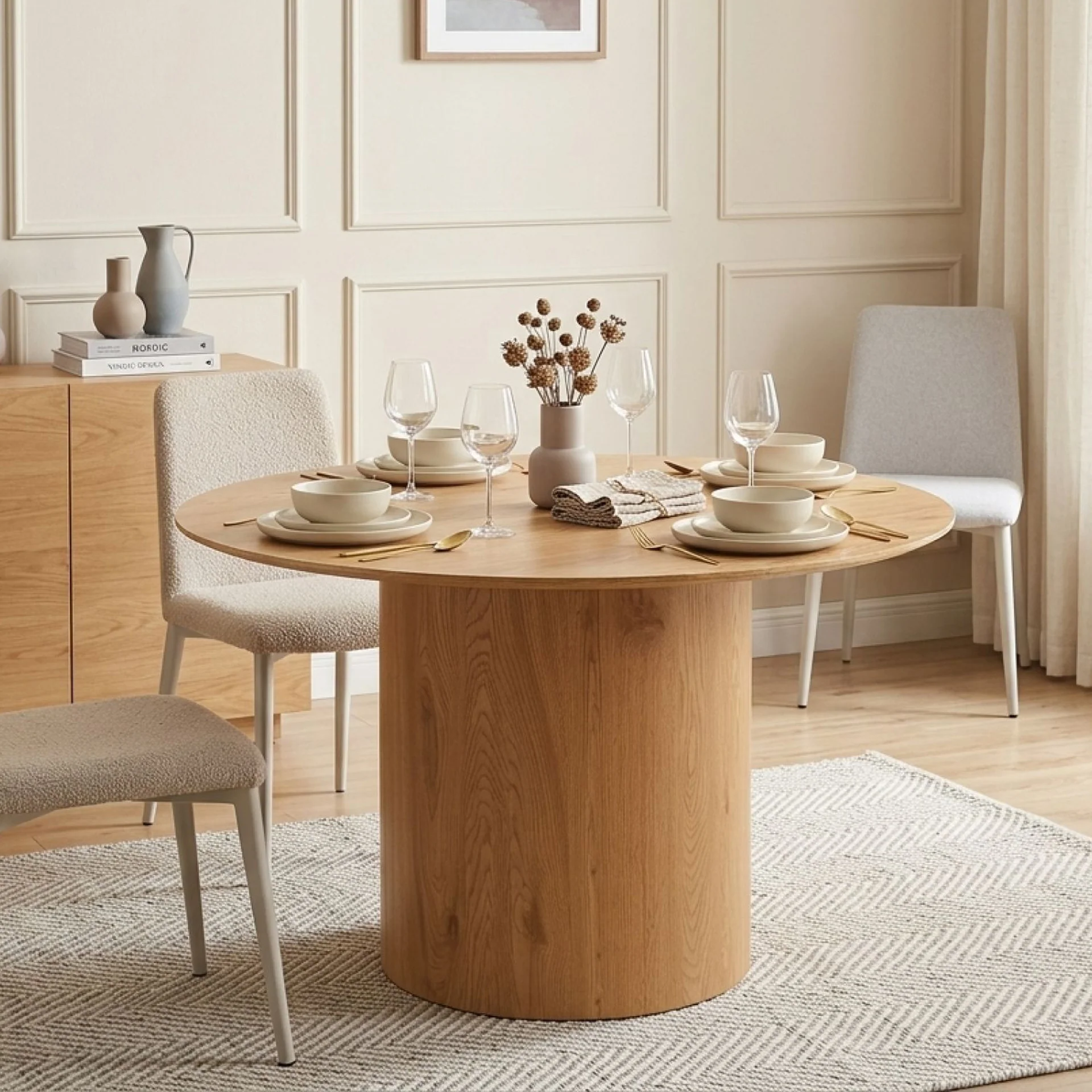 Solix Round Dining Table 120x75cm - Oak - Image 4